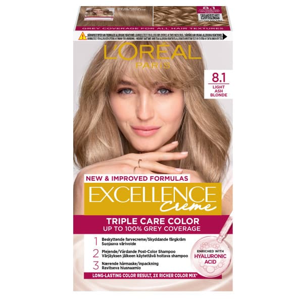 L'Oréal Paris Excellence Creme Permanent Hårfärg 8.1 Light Ash Blonde