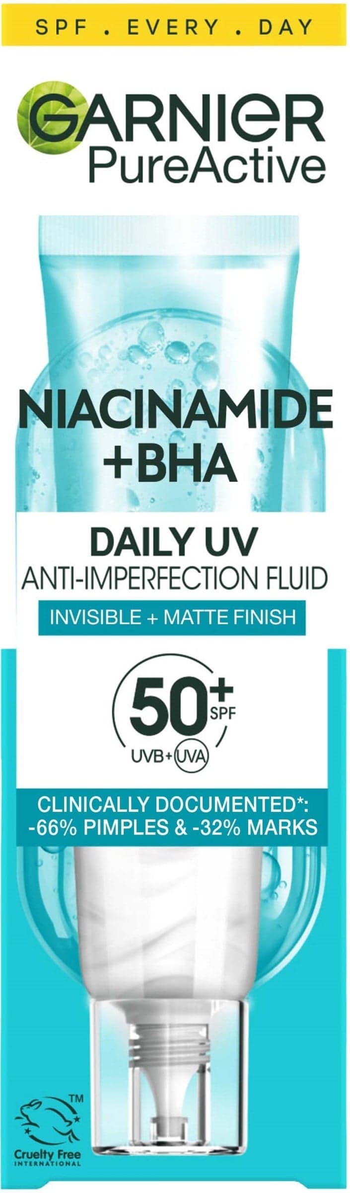 Garnier PureActive BHA+Niacinamid Anti-Imperfection Daily UV-Fluid SPF50+ 40 ml - produktbild 3