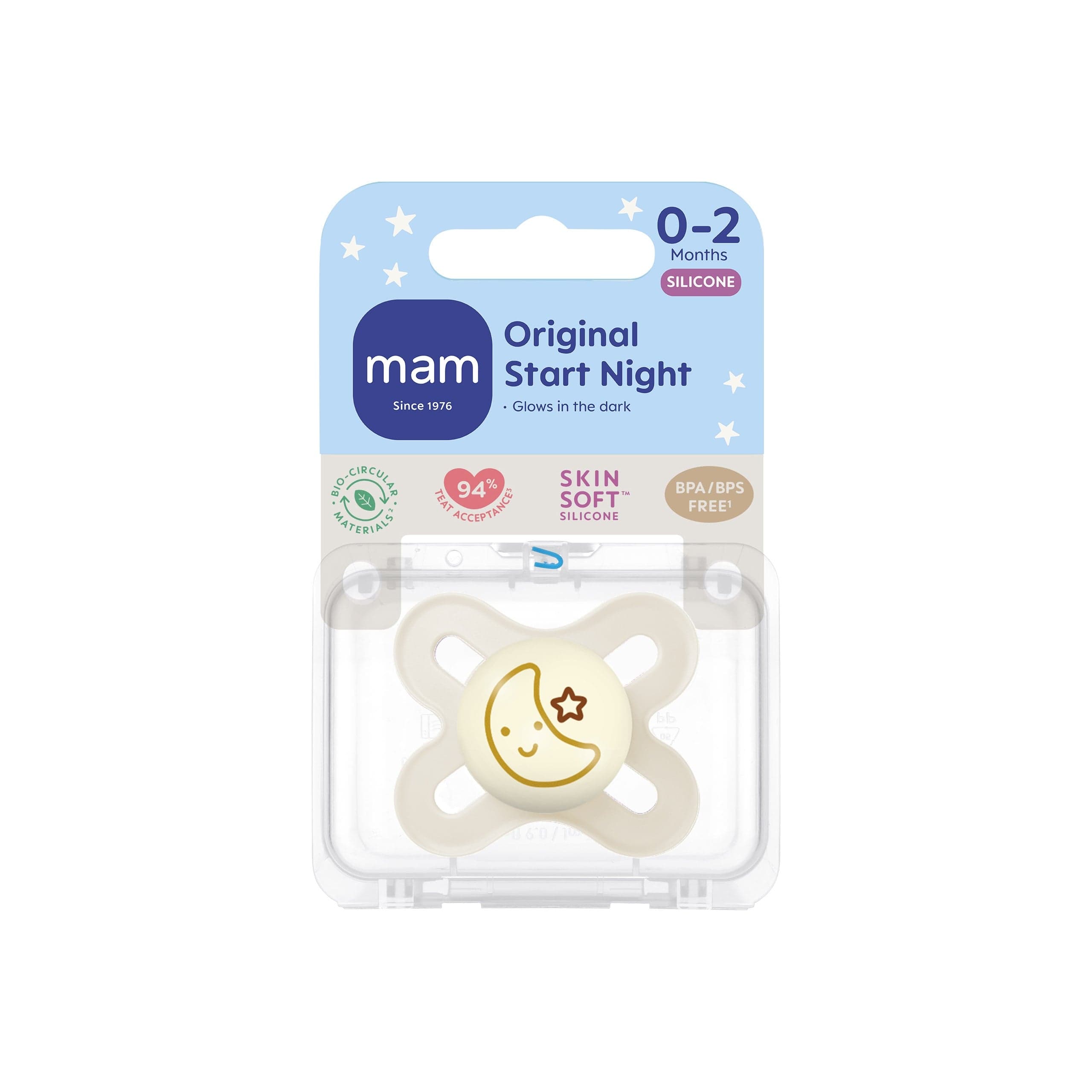 MAM Start Night 0-2 mån Silikon Neutral 1-pack - produktbild 2