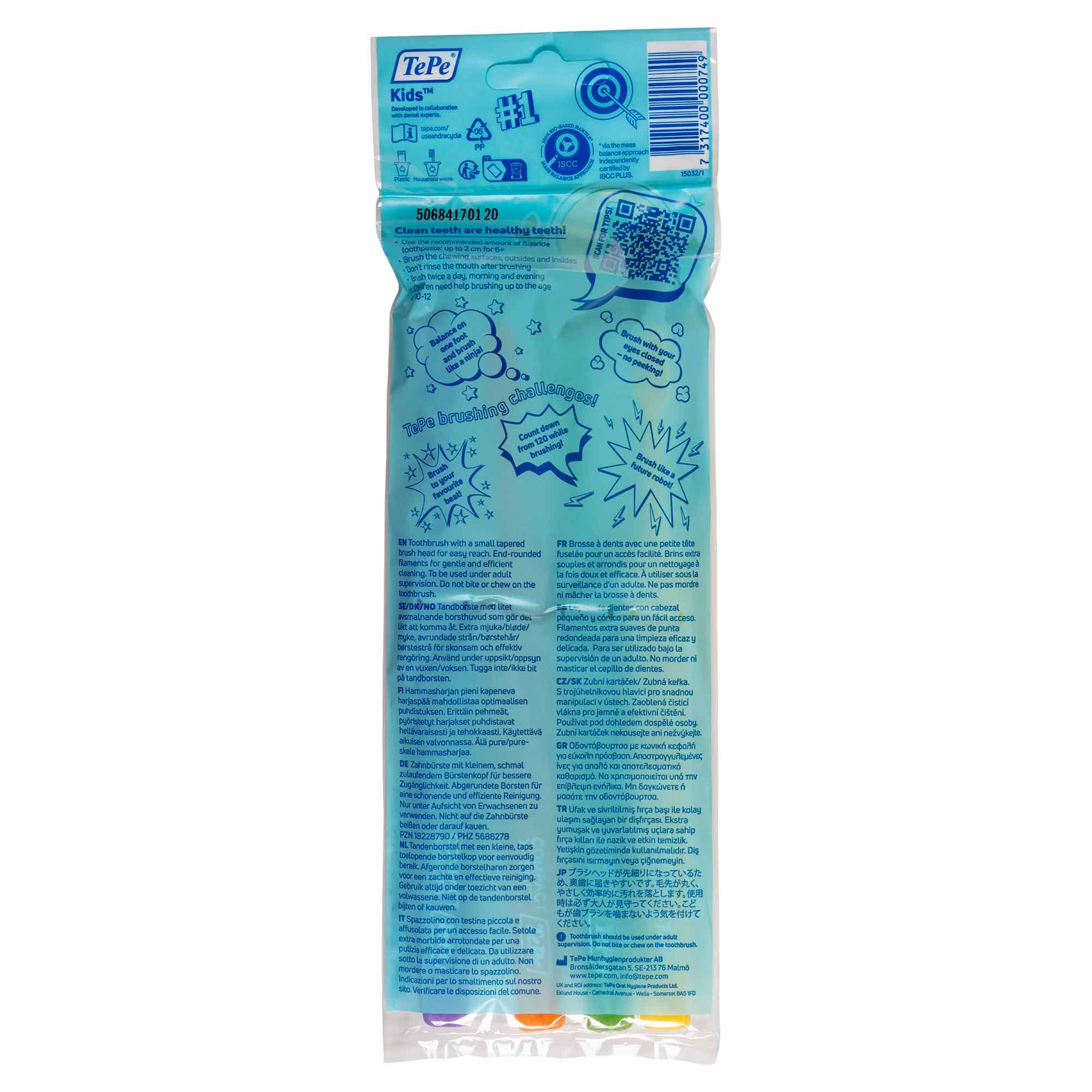 TePe Kids Extra Soft Tandborste 4 st - produktbild 2
