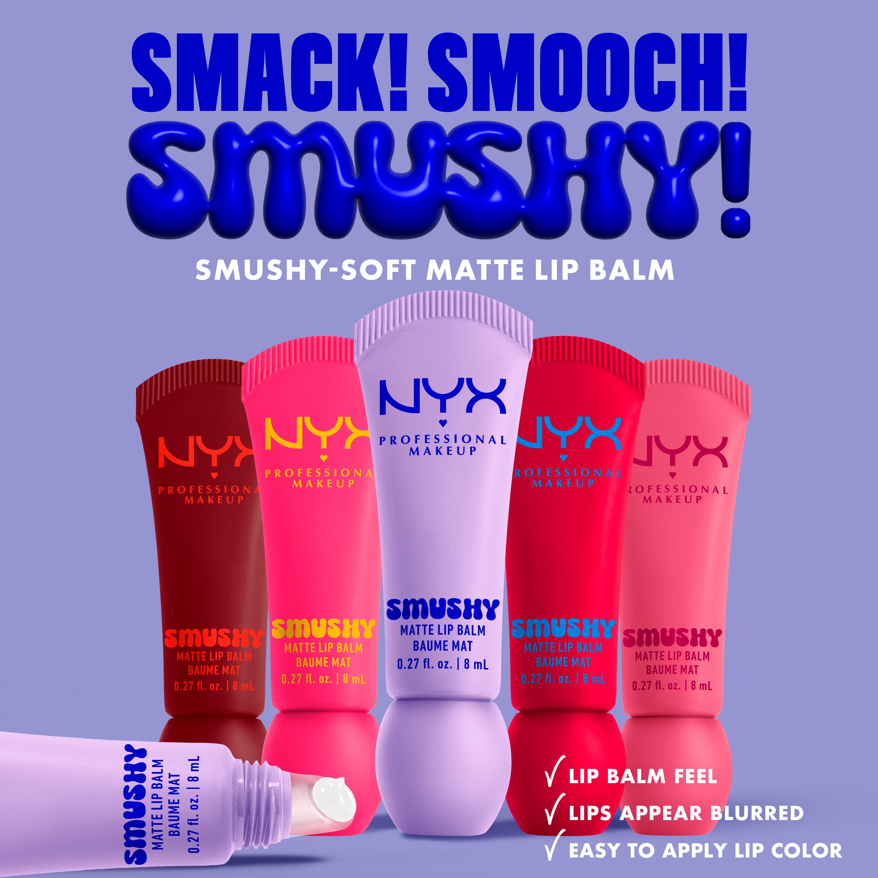 NYX Professional Makeup Smushy Matte Lip Balm 1 Sugar Smush 8 ml - produktbild 3