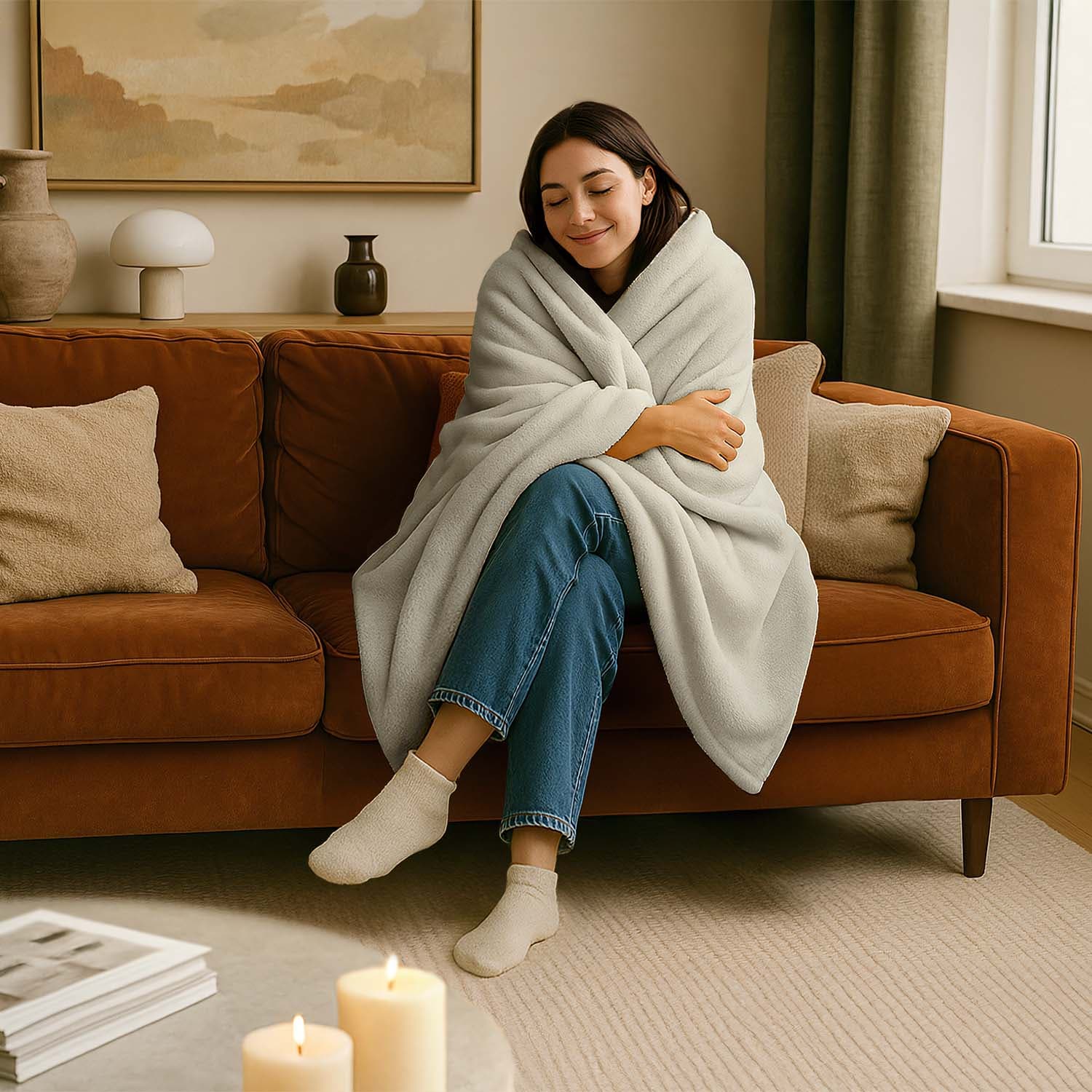 Terraillon Värmefilt Cozy Light Grey 160 x 120 cm 4