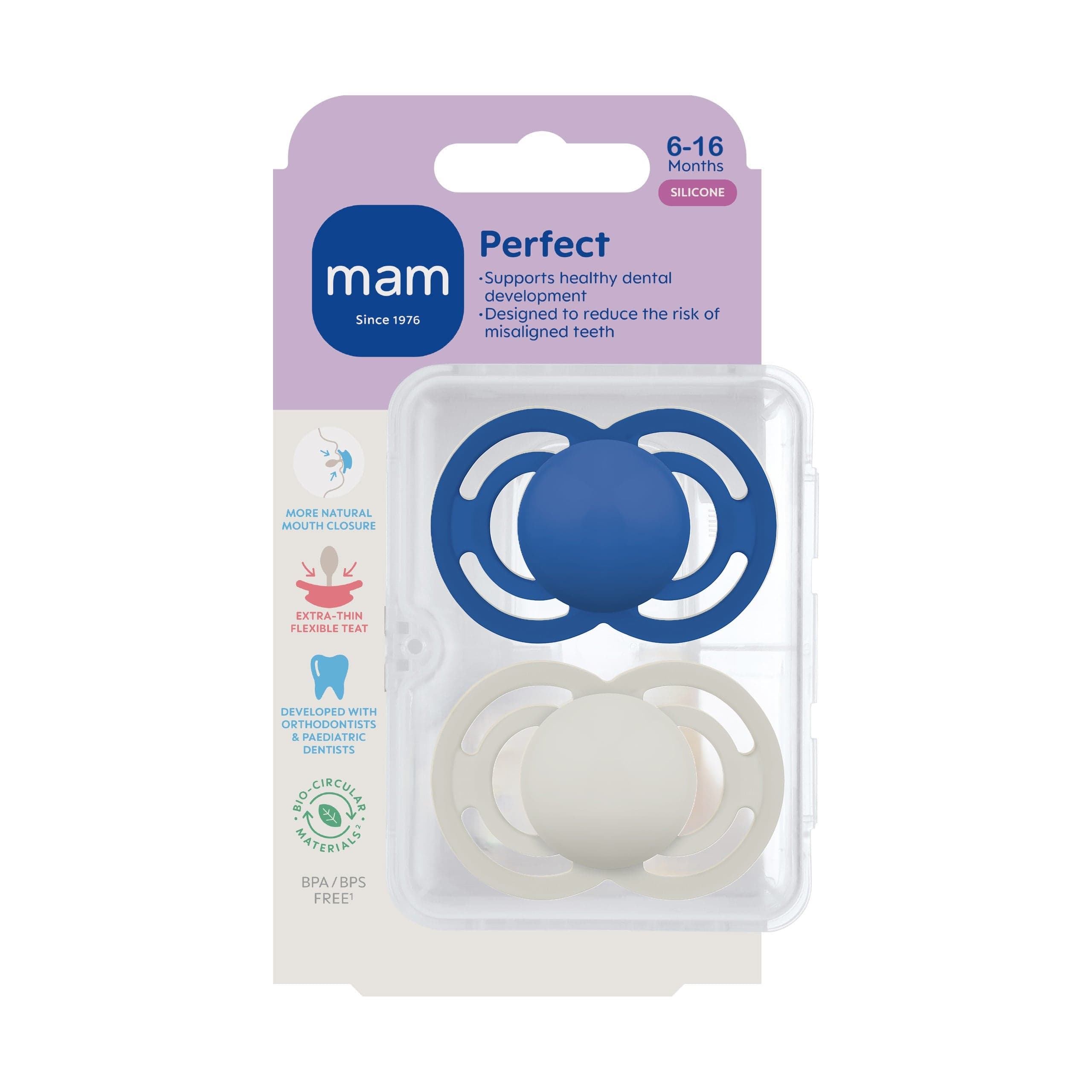 MAM Perfect Silicone 6-16 mån Blue 2-pack - produktbild 2