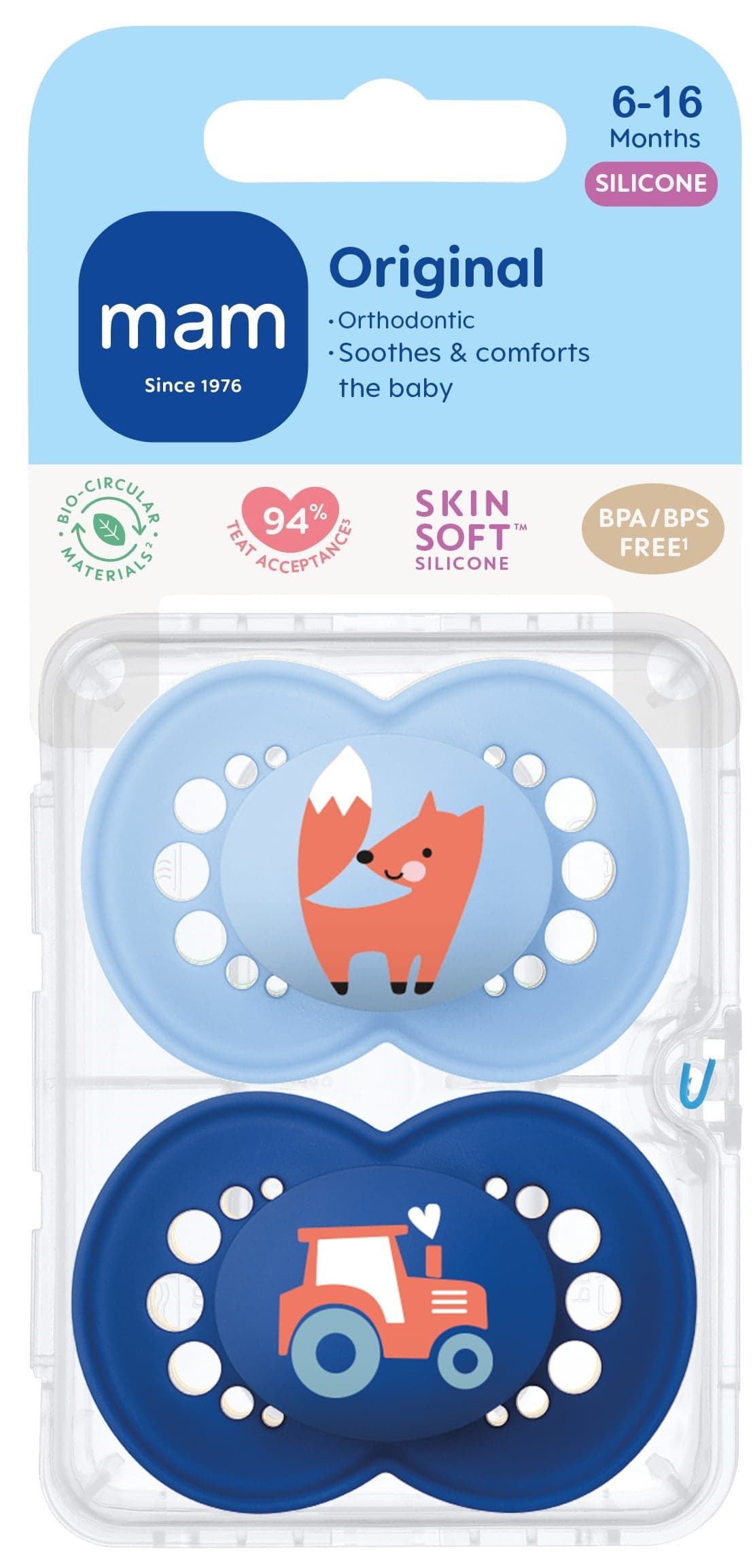 MAM Original Silicone 6-16 mån Blue 2-pack - produktbild 2