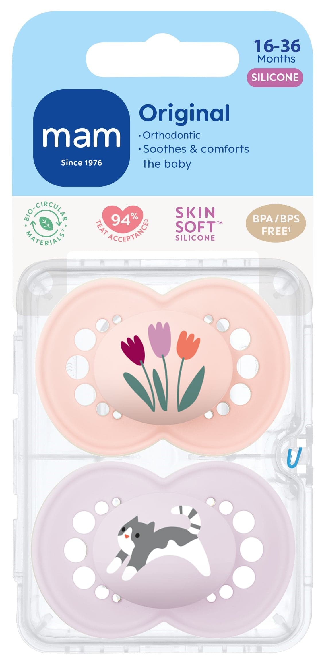 MAM Original Silicone 16-36 mån Pink 2-pack - produktbild 2