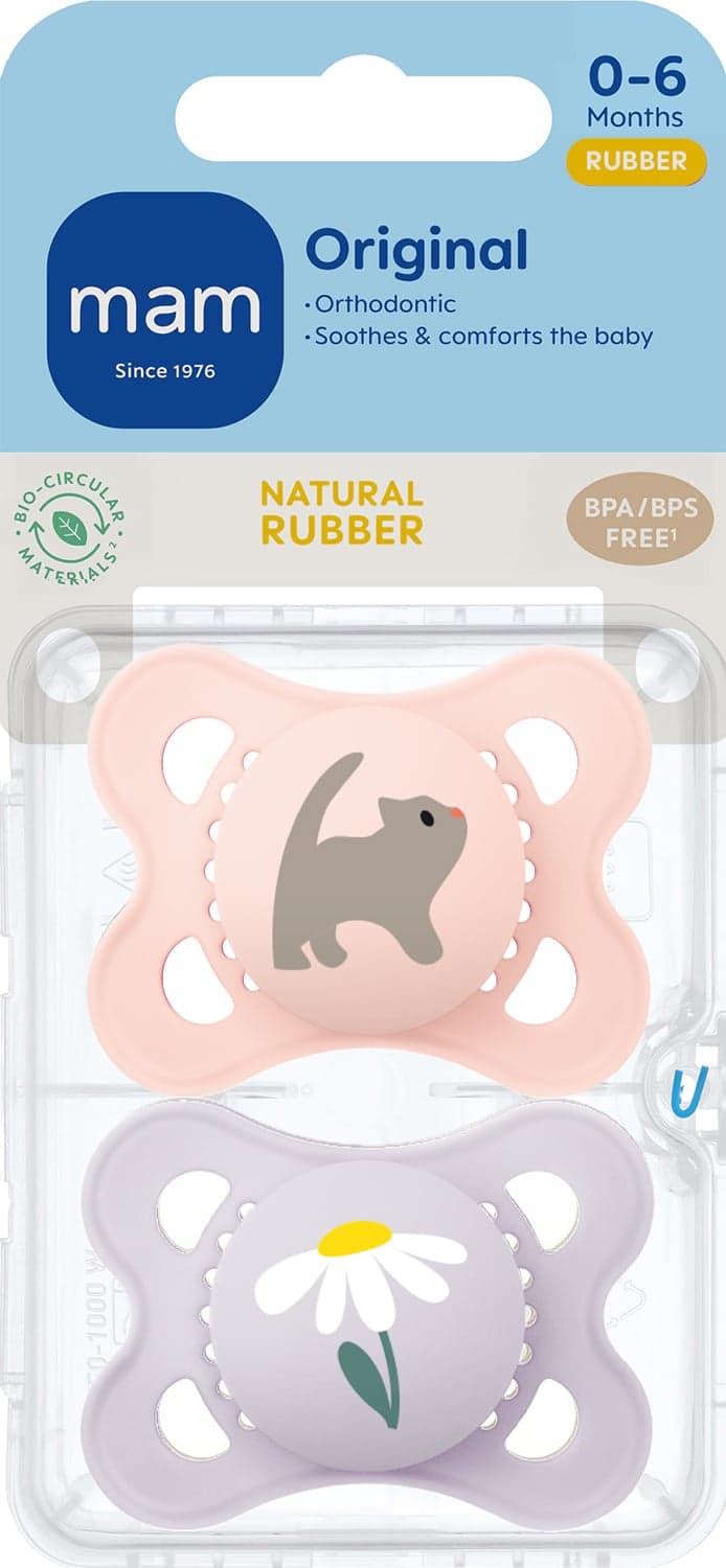 MAM Original Natural Rubber 0-6 mån Pink 2-pack - produktbild 2