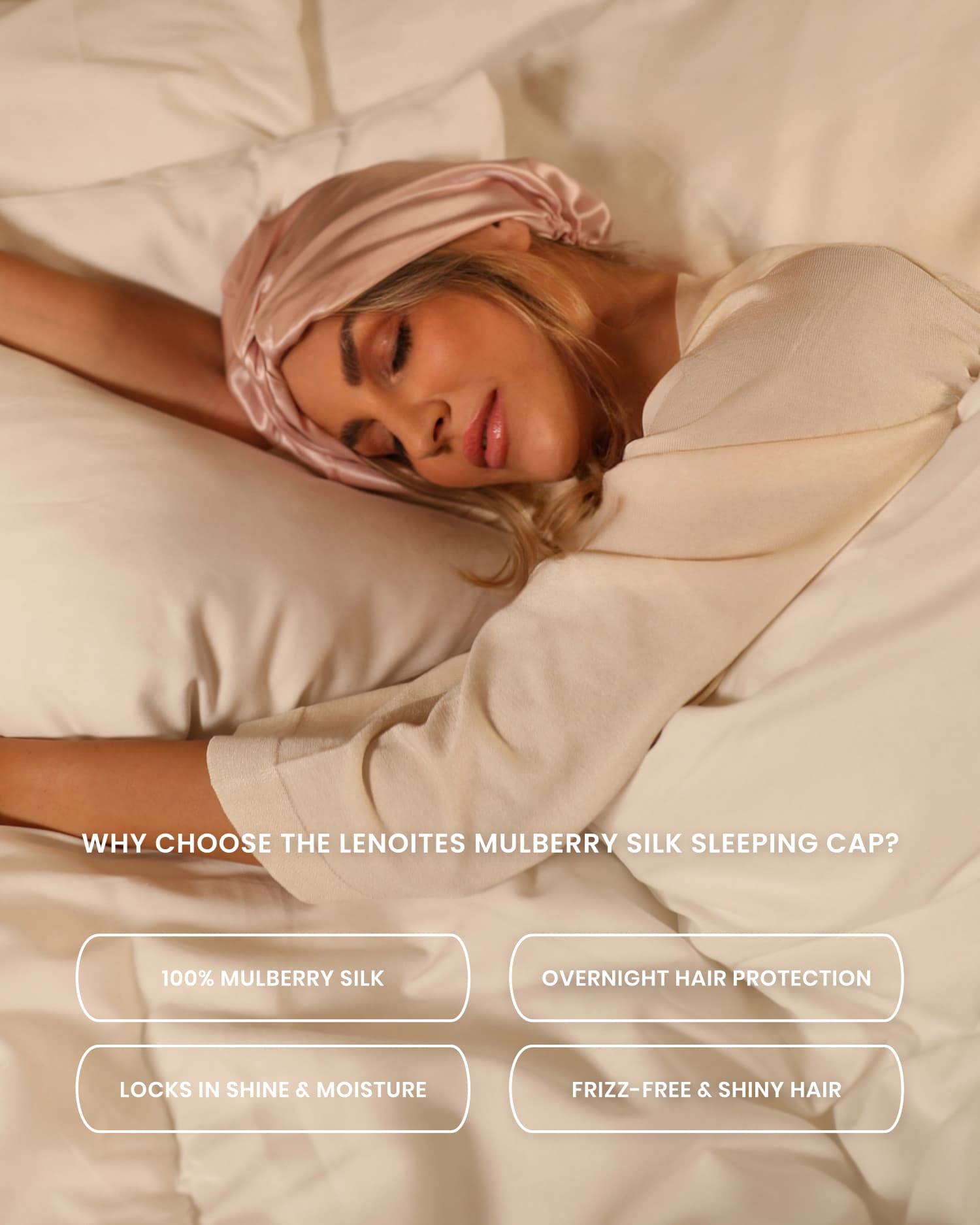 Lenoites Mulberry Silk Sleeping Cap Svart 4