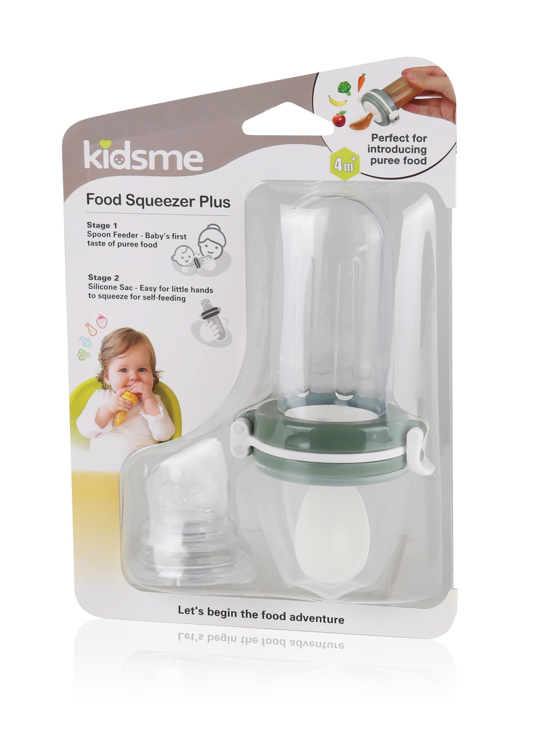 Kidsme Food Squeezer med sked Grey - produktbild 2