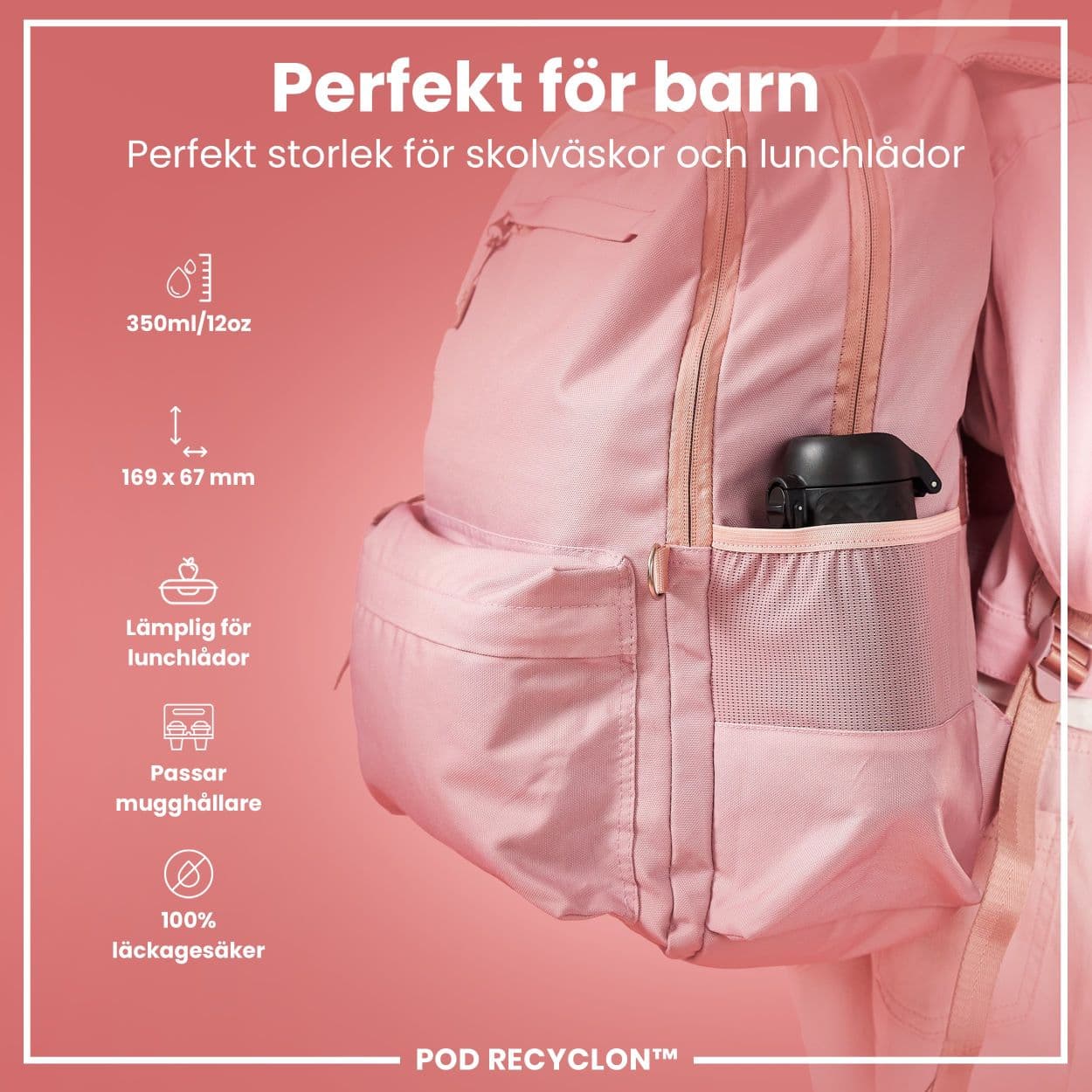 ION8 Vattenflaska För Barn Svart 350 ml 2