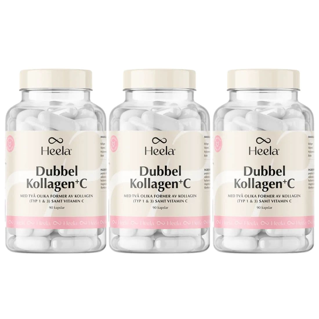 Heela Dubbel Kollagen + C (TYP 1 & 3) 90 kapslar 3-pack