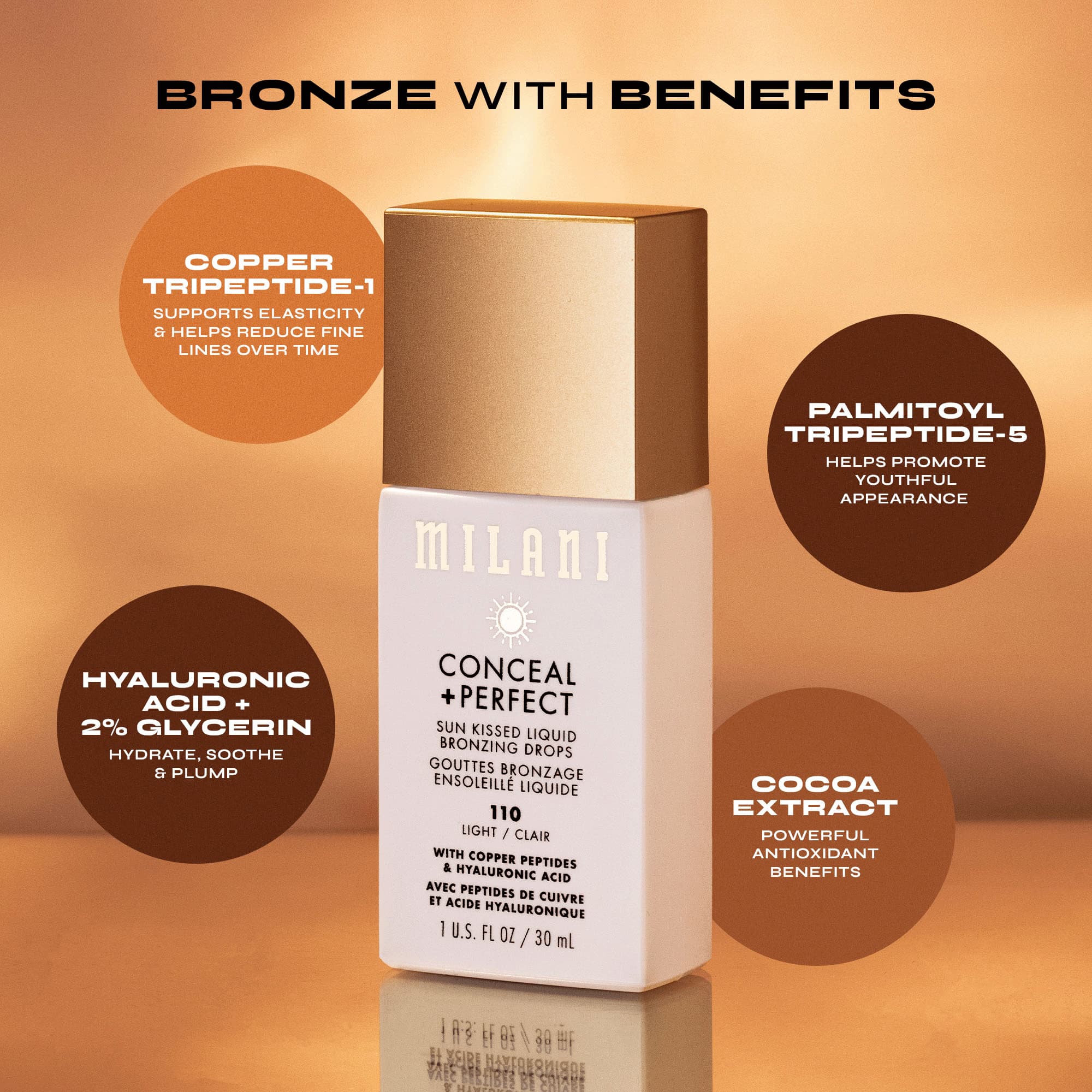 Milani Conceal + Perfect Sun Kissed Liquid Bronzing Drops 110 Light 30 ml 3