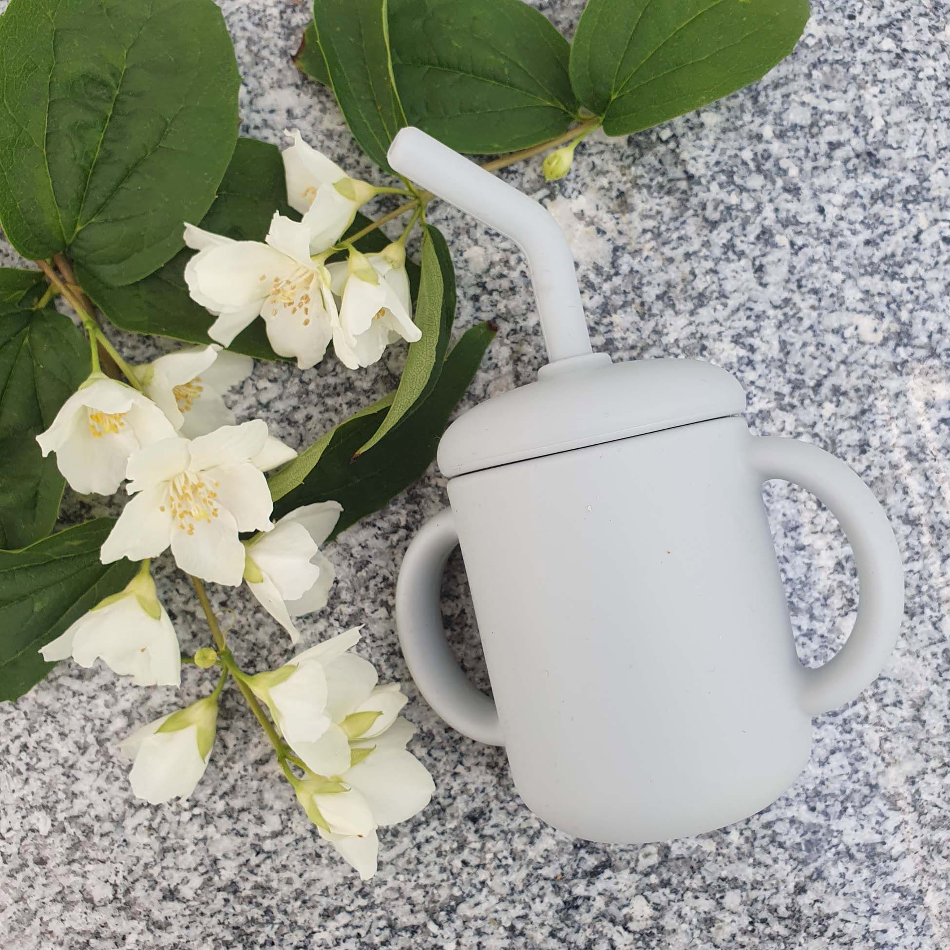 Summerville Mugg med Sugrör Silikon Silver Grey 2