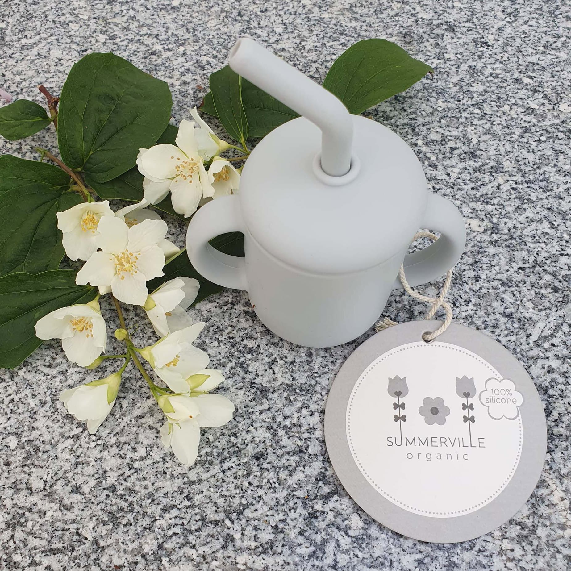 Summerville Mugg med Sugrör Silikon Silver Grey 3