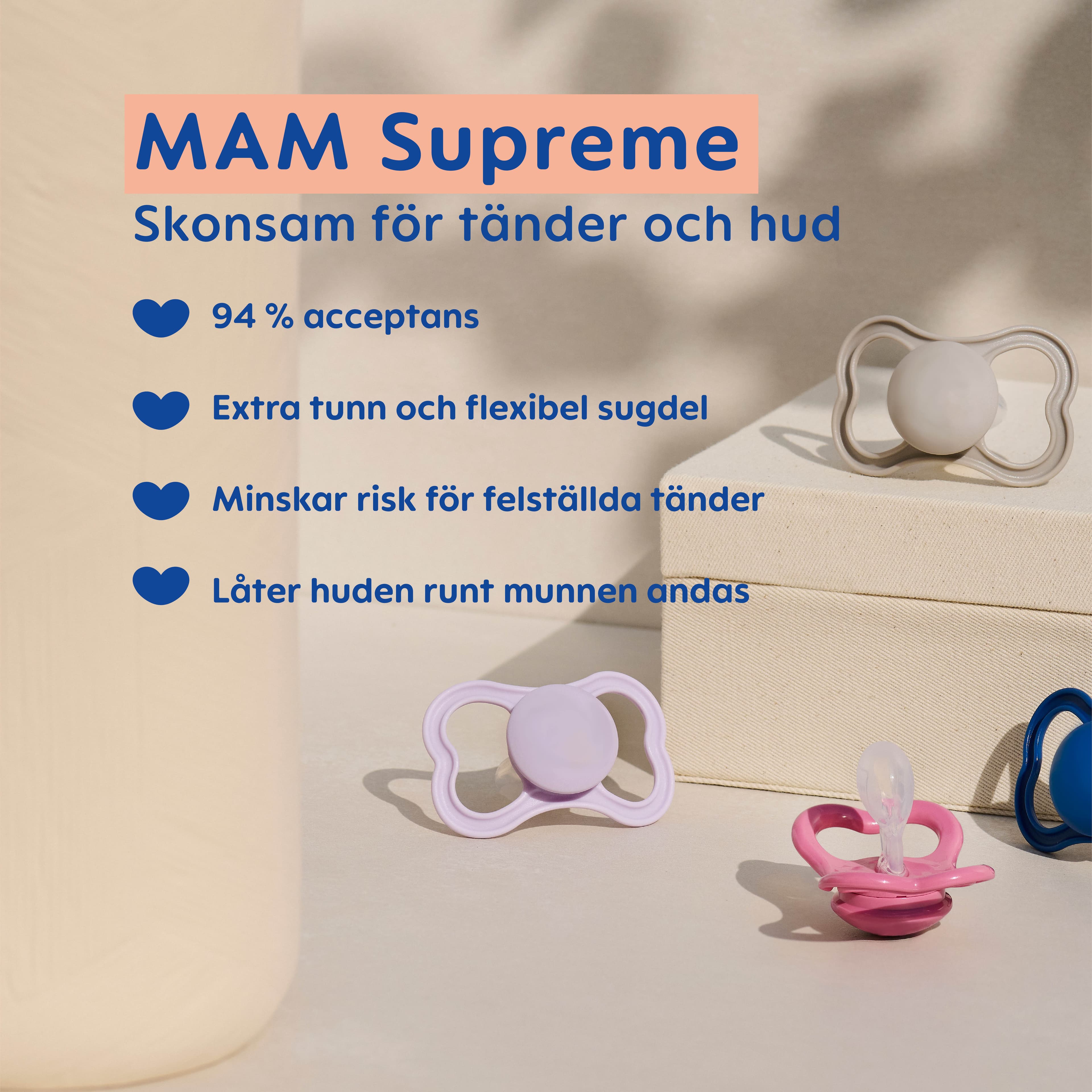 MAM Supreme Silicone 6-16 mån Blue Unprinted - produktbild 4