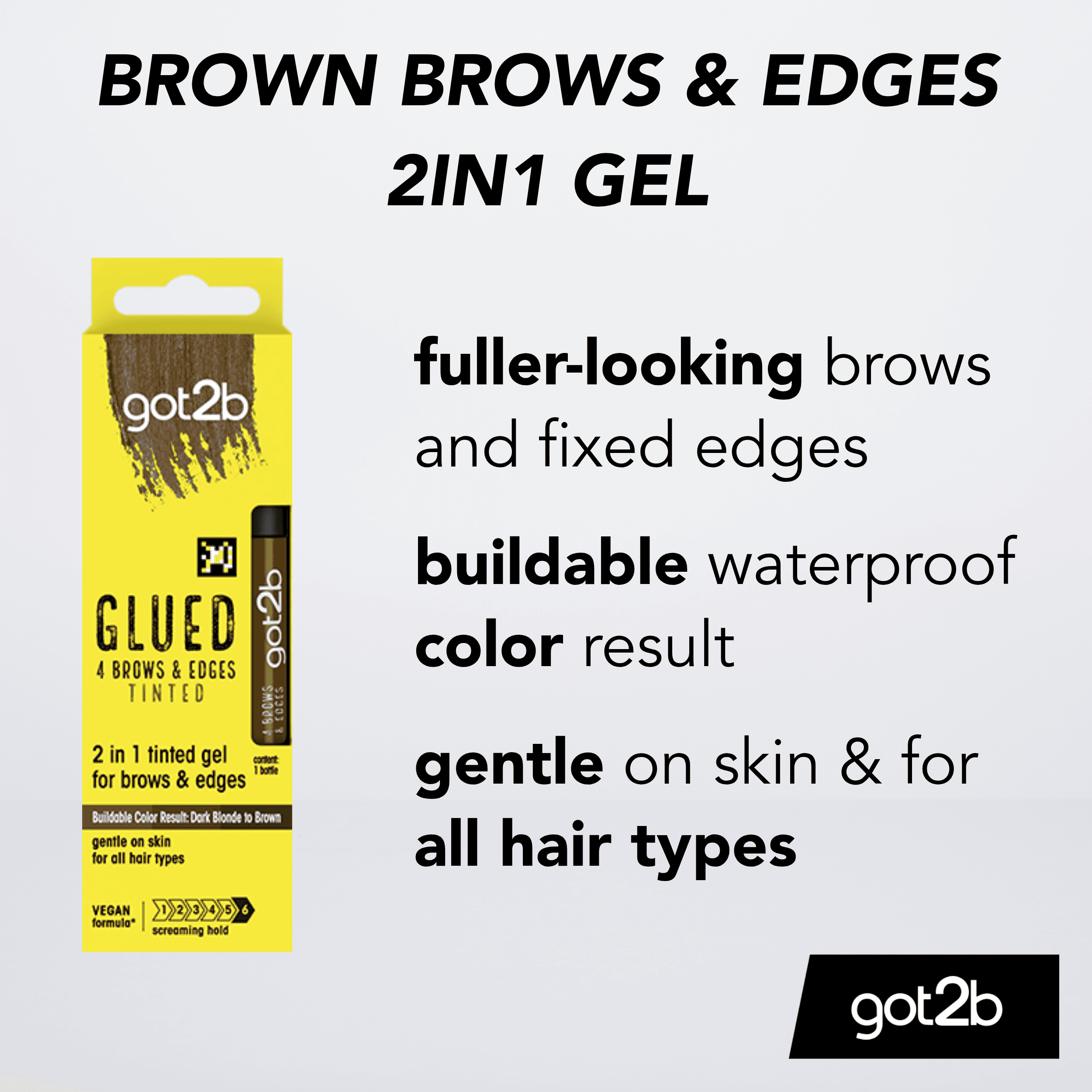got2b Glued 4 Brows & Edges Pigmenterad Gel 2-i-1 Brun 16 ml 2