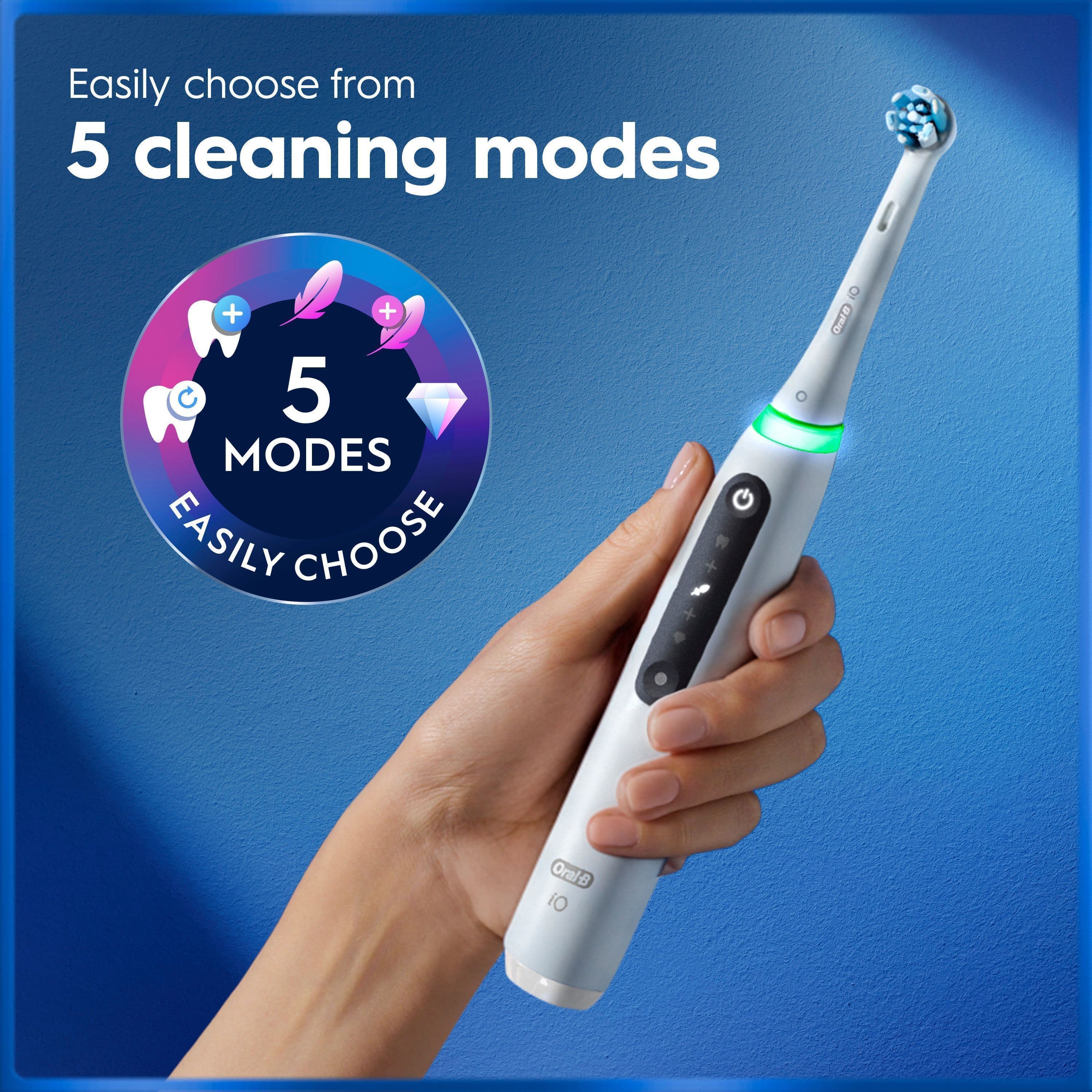 Oral-B iO 5 Eltandborste Vit med Resefodral och Borthuvudshållare - produktbild 2