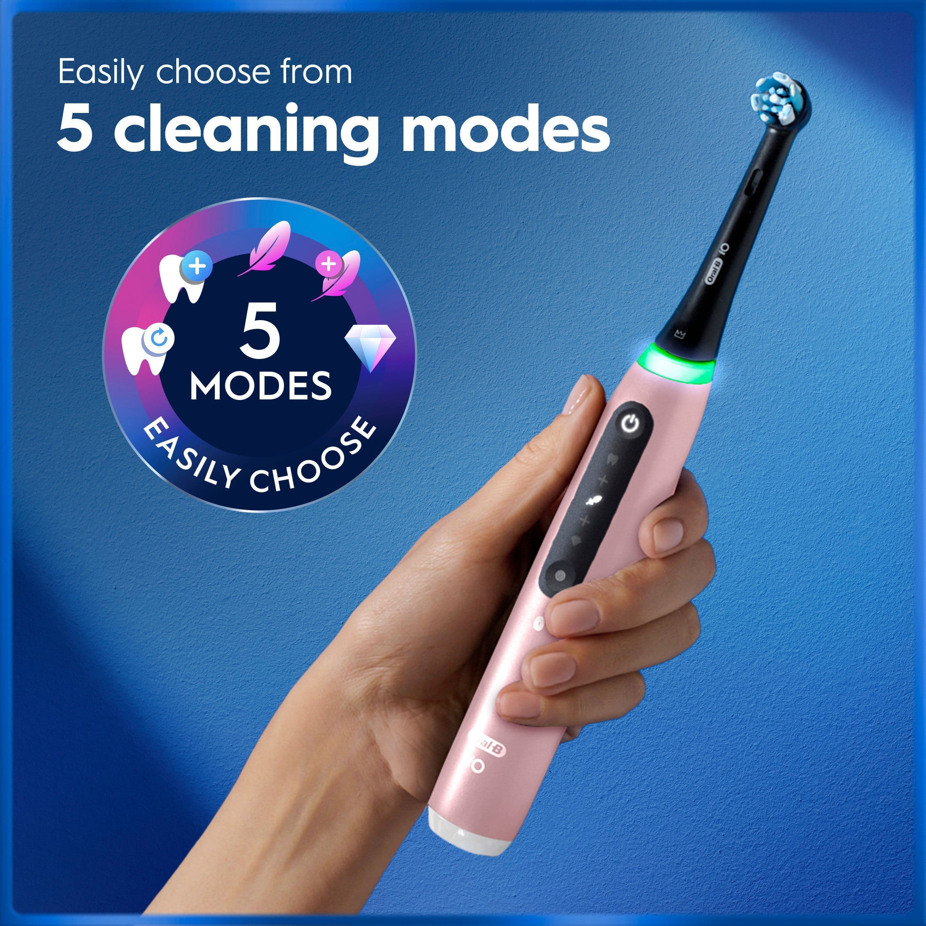 Oral-B iO 5 Eltandborste Rosa med Resefodral och Borthuvudshållare - produktbild 2