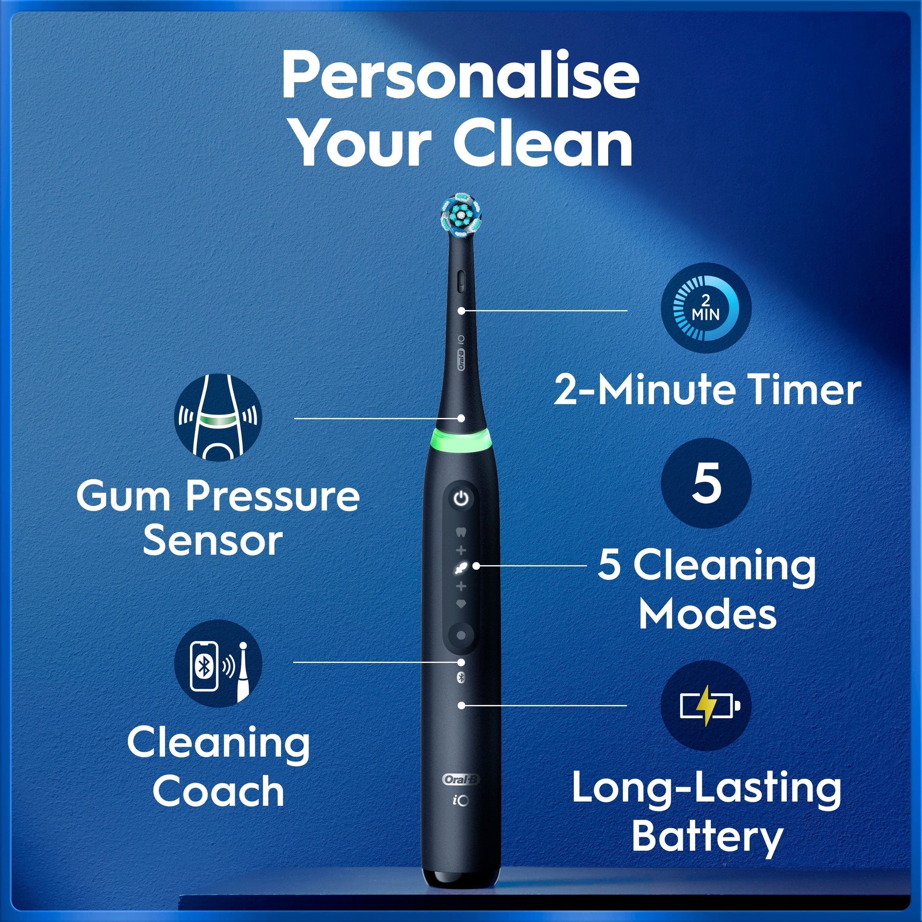 Oral-B iO 5 Eltandborstar Duo-pack Svart & Vit med Resefodral - produktbild 3