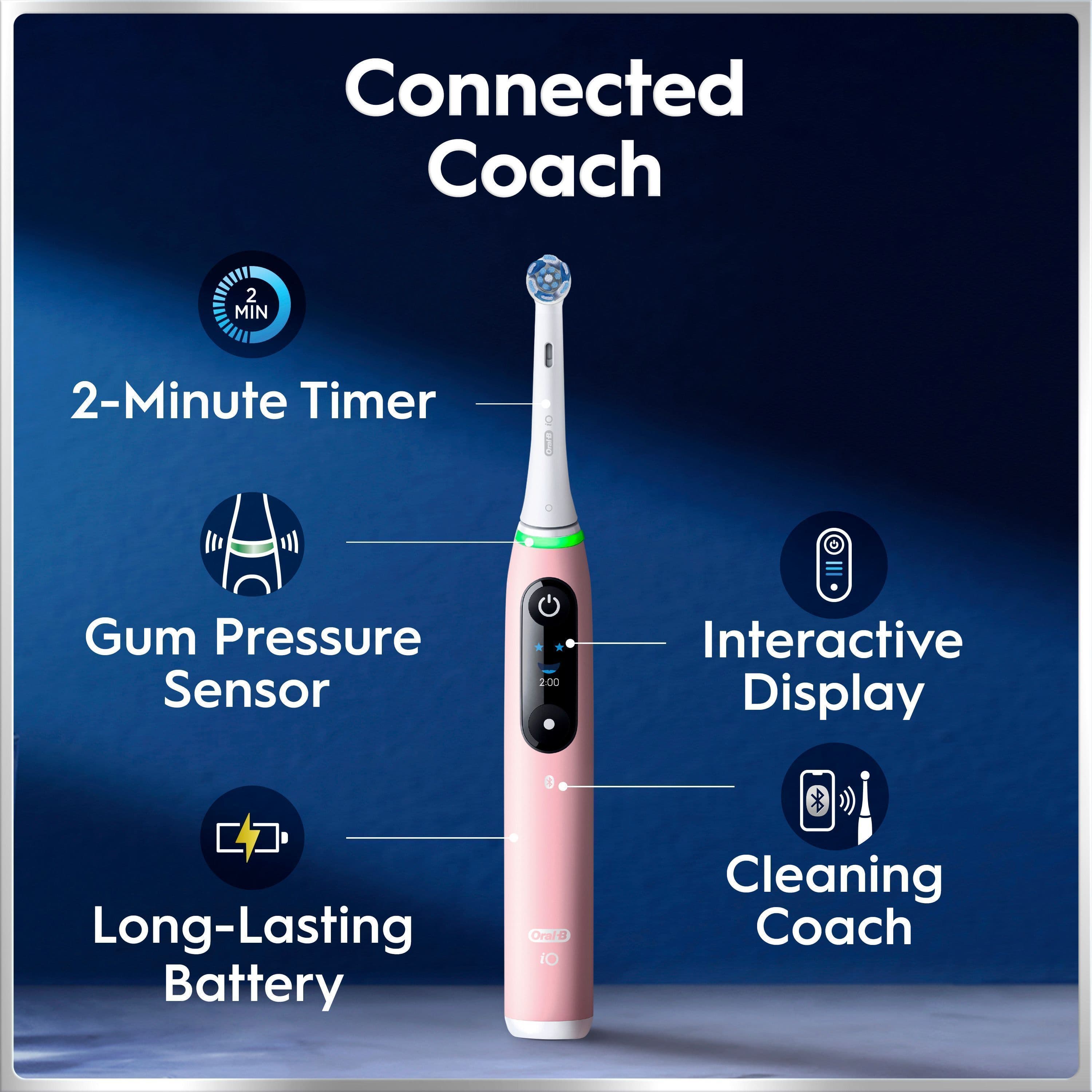 Oral-B iO 6 Eltandborste Rosa med Resefodral och Borsthuvudshållare - produktbild 3