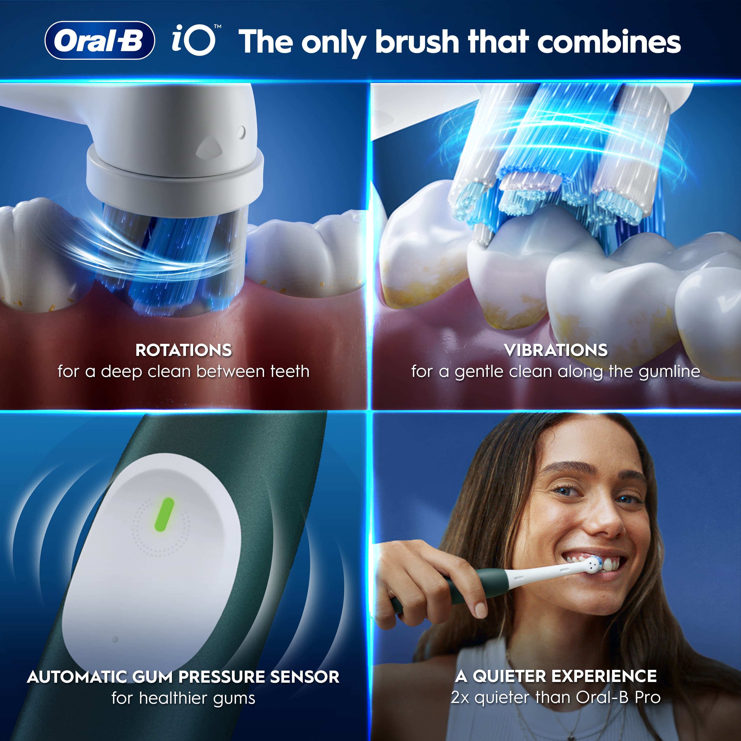 Oral-B iO 2 Forest Green Eltandborste med Extra Tandborsthuvud & Resefodral 4