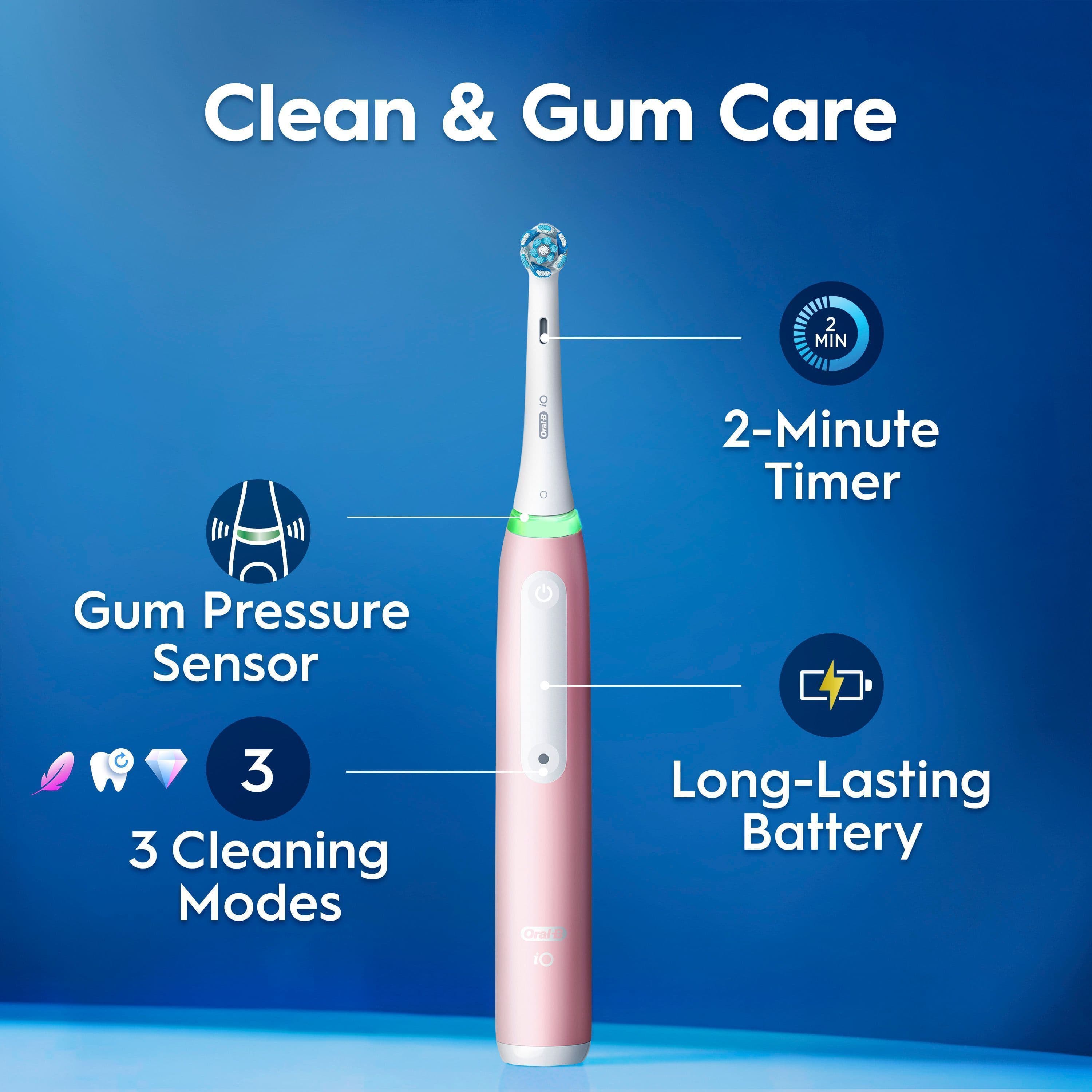 Oral-B iO 3 Eltandborste Rosa med Extra Tandborsthuvud & Resefodral 3