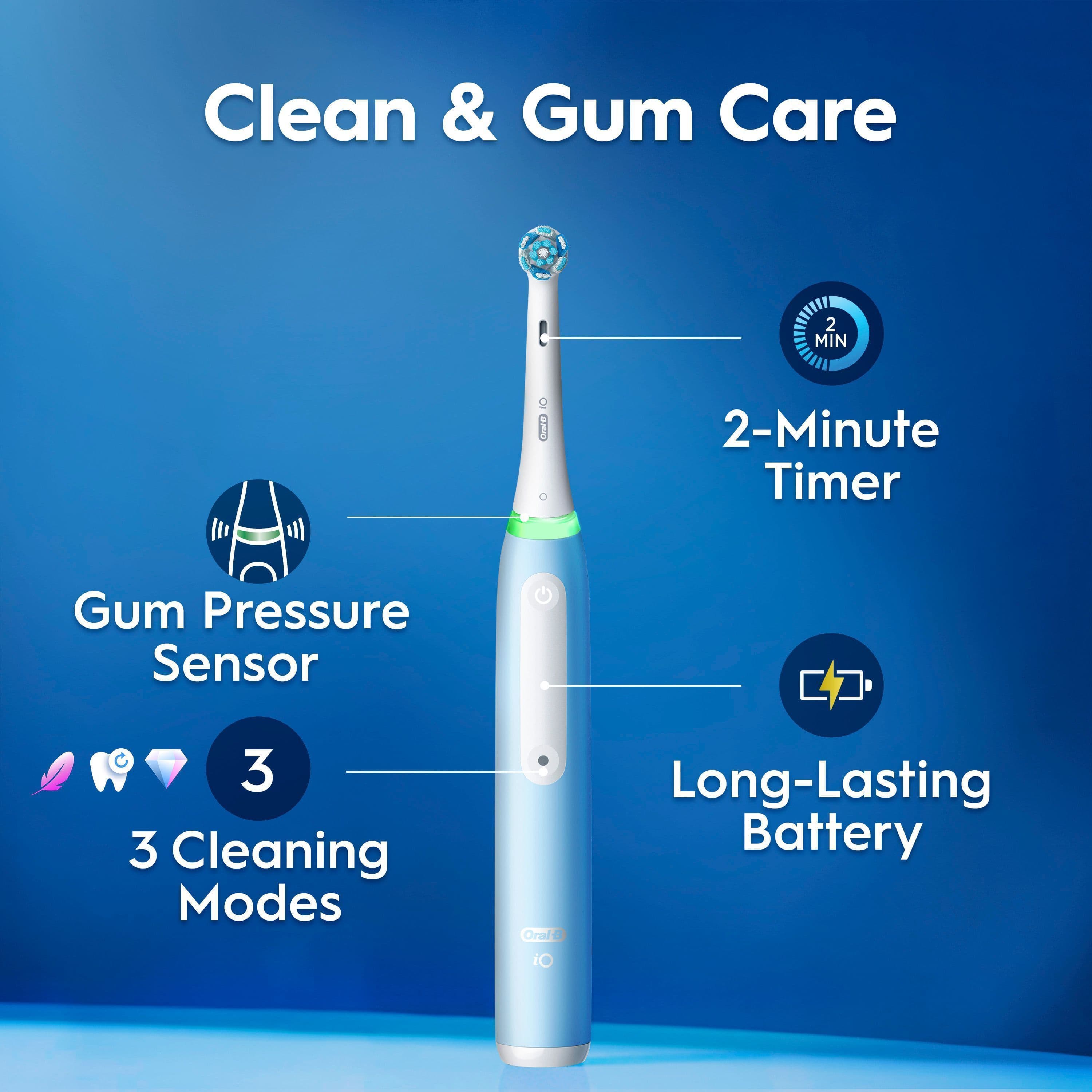 Oral-B iO 3 Eltandborste Blå med Extra Tandborsthuvud & Resefodral - produktbild 3