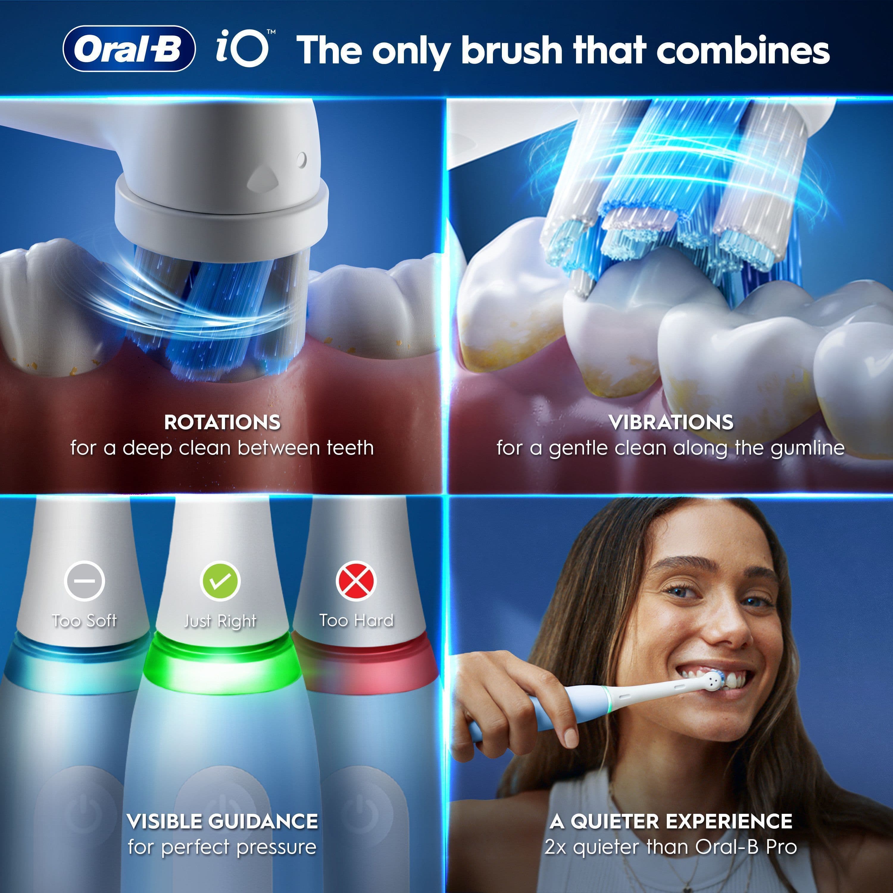 Oral-B iO 3 Eltandborste Blå med Extra Tandborsthuvud & Resefodral - produktbild 4