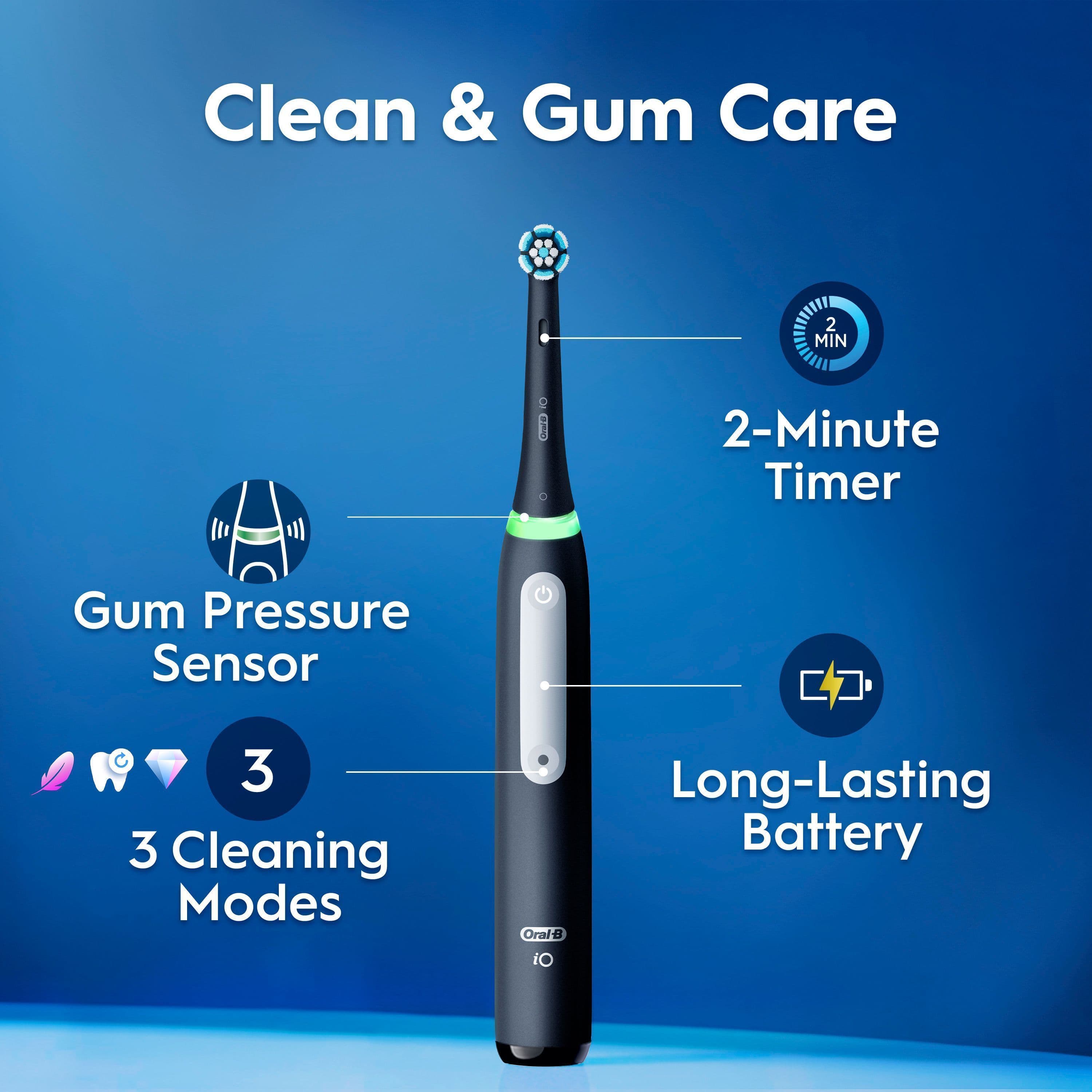 Oral-B iO 3 Eltandborste Svart med Tandborsthuvud & Resefodral - produktbild 3