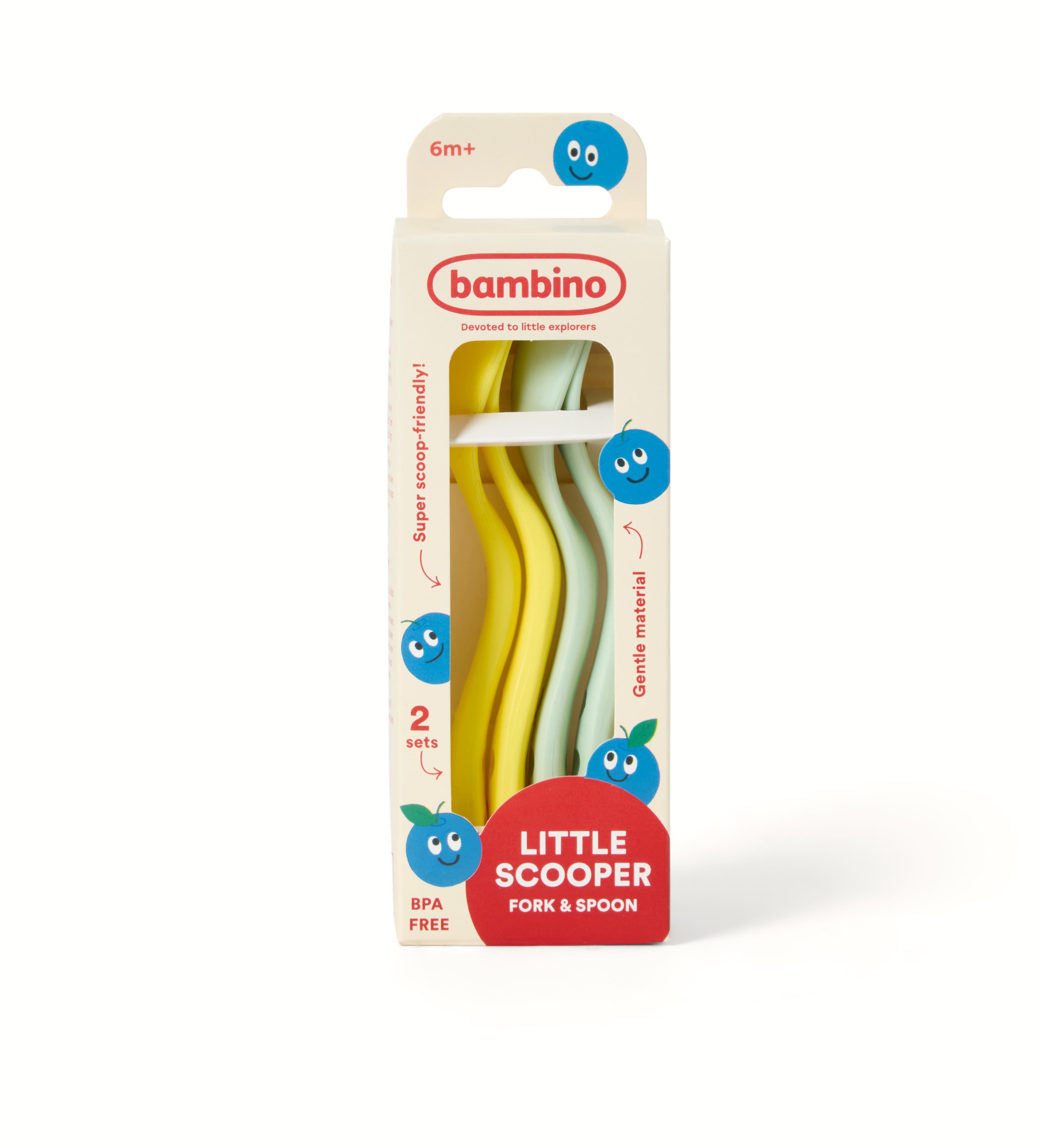 Bambino Little Scooper Fork & Spoon Mint/Yellow
