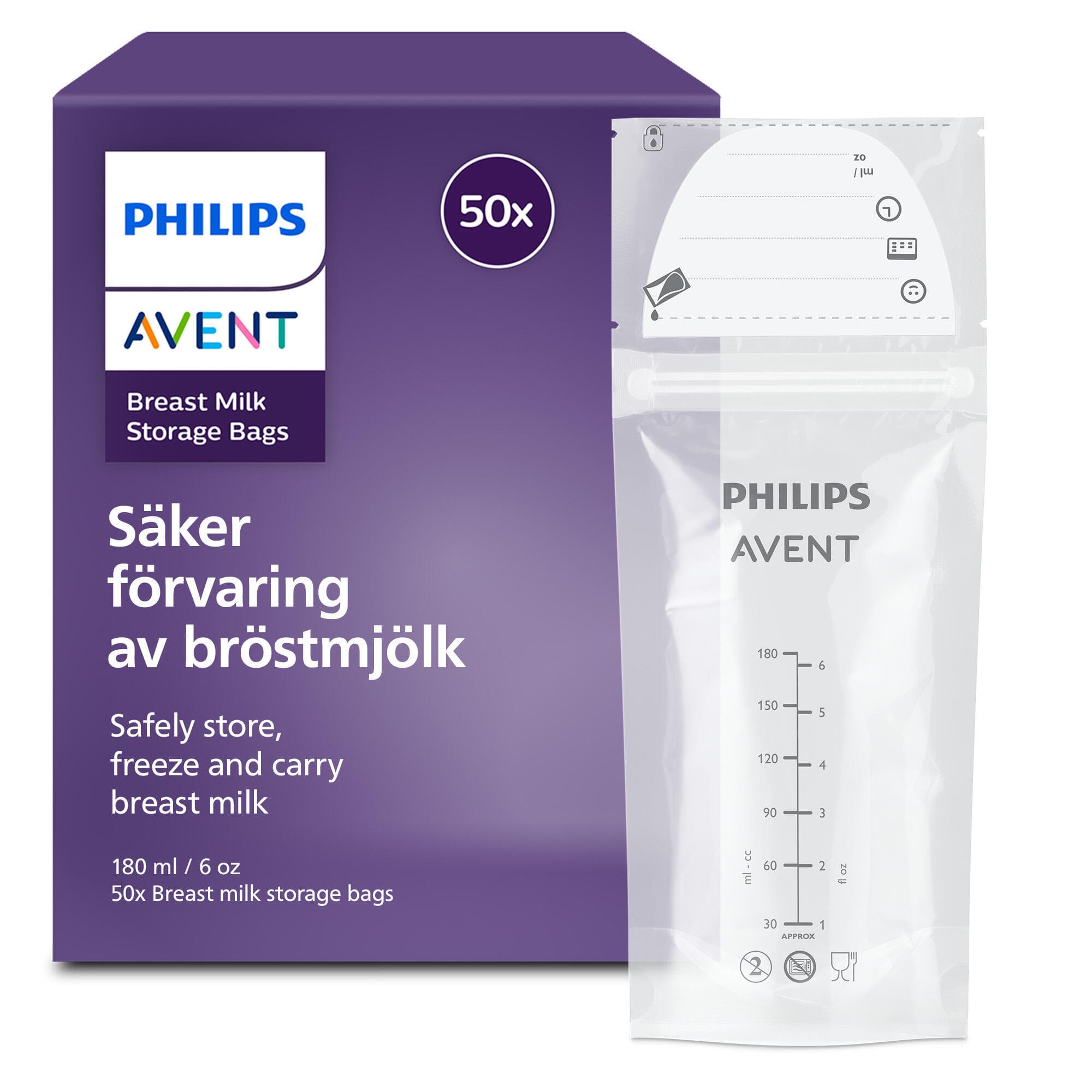 Philips Avent Förvaringspåsar för Bröstmjölk 50 st