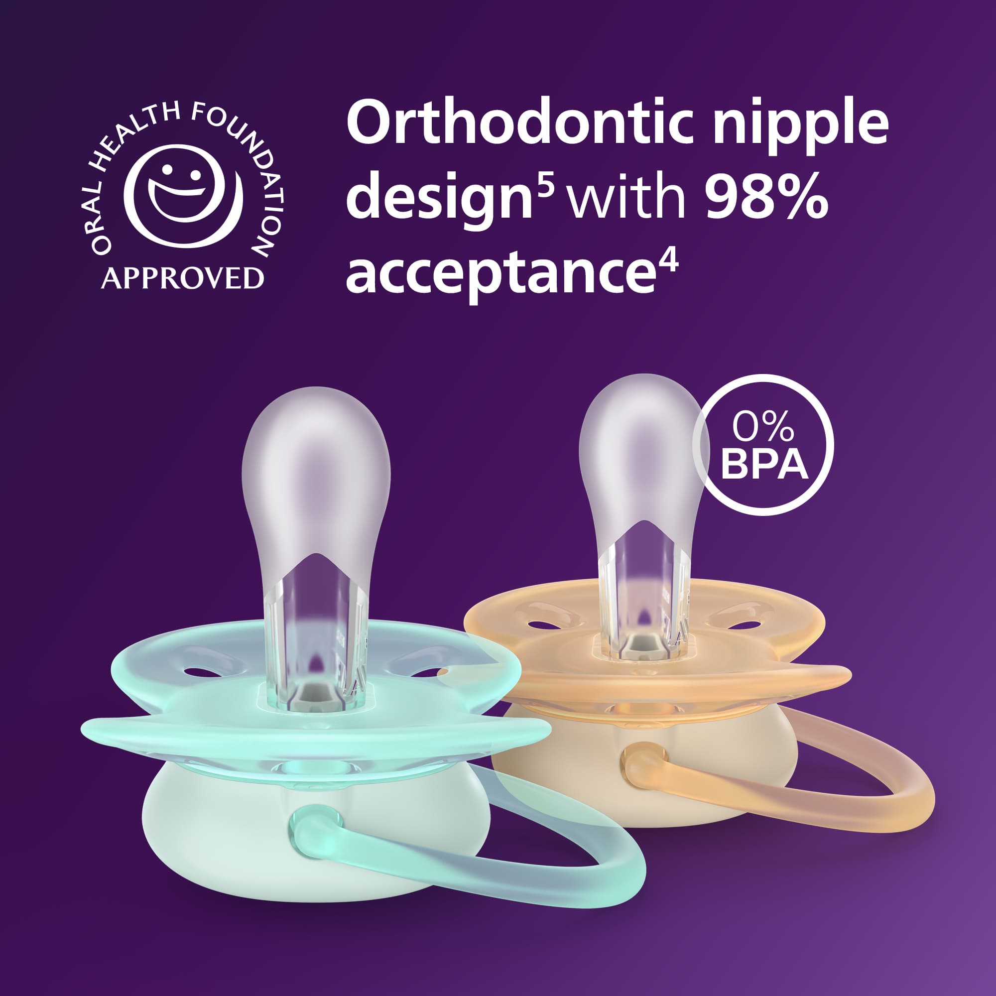 Philips Avent Ultra Soft Nattnapp Glow in the Dark Blå & Orange +18 månader 2 st - produktbild 4