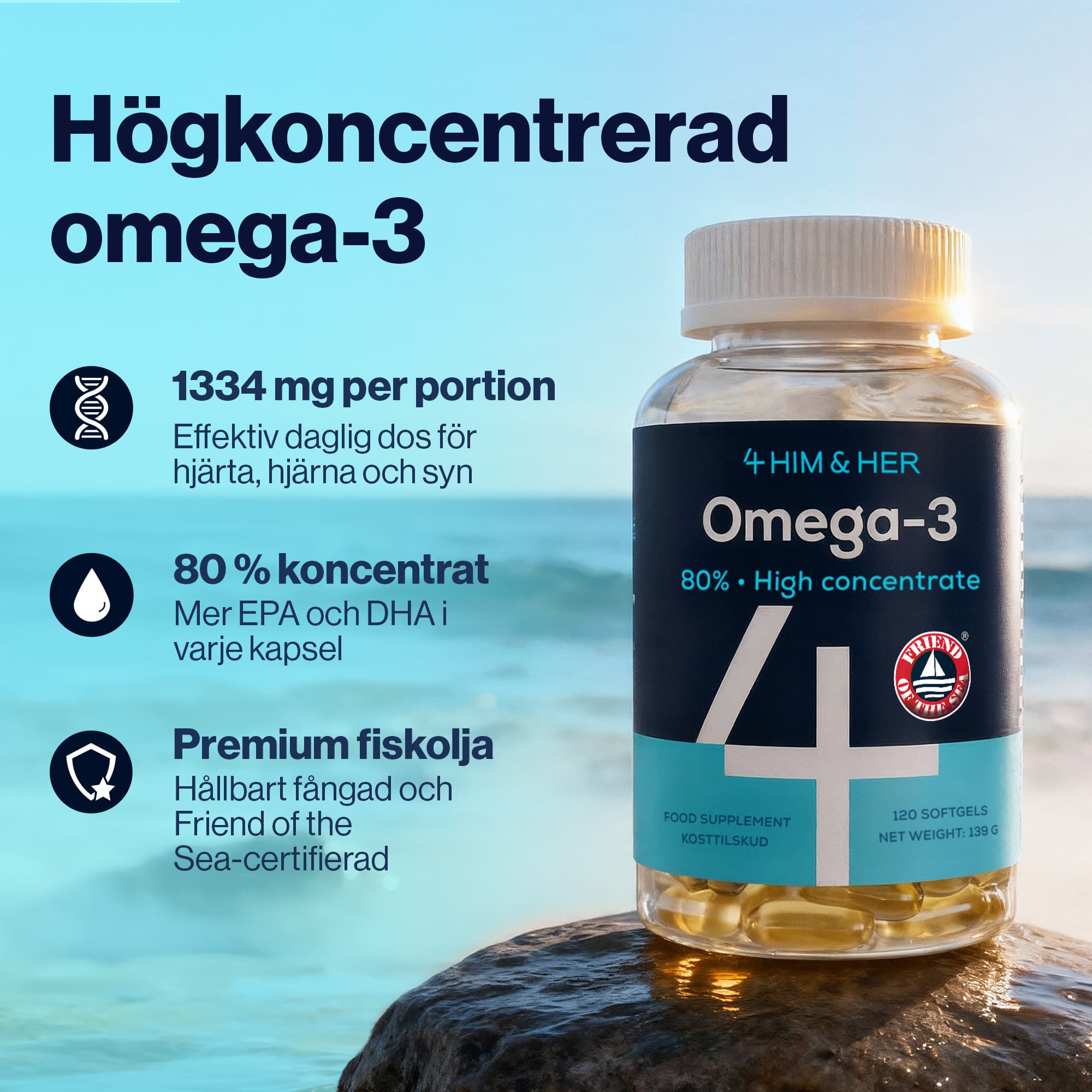4HIM&HER Omega-3 80% Fiskeoljekapsel 120 kapslar 4