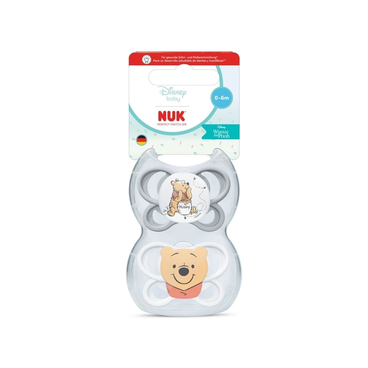 NUK Perfect Match Air Silicone 0-6M Winnie the Pooh 2-pack - produktbild 2