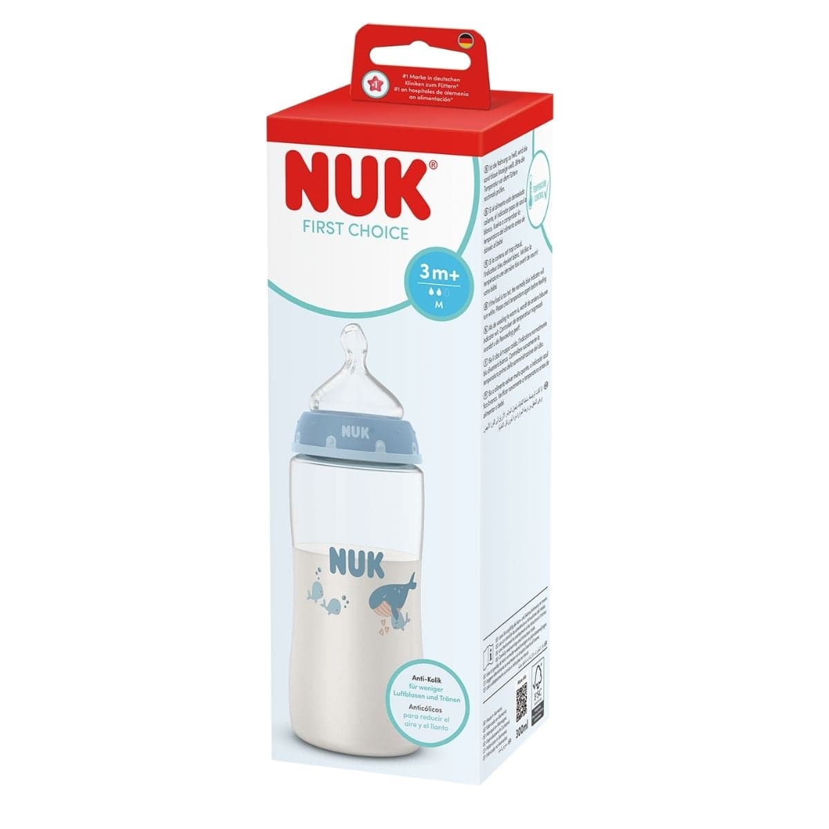 NUK First Choice Nappflaska 300 ml Whale - produktbild 3