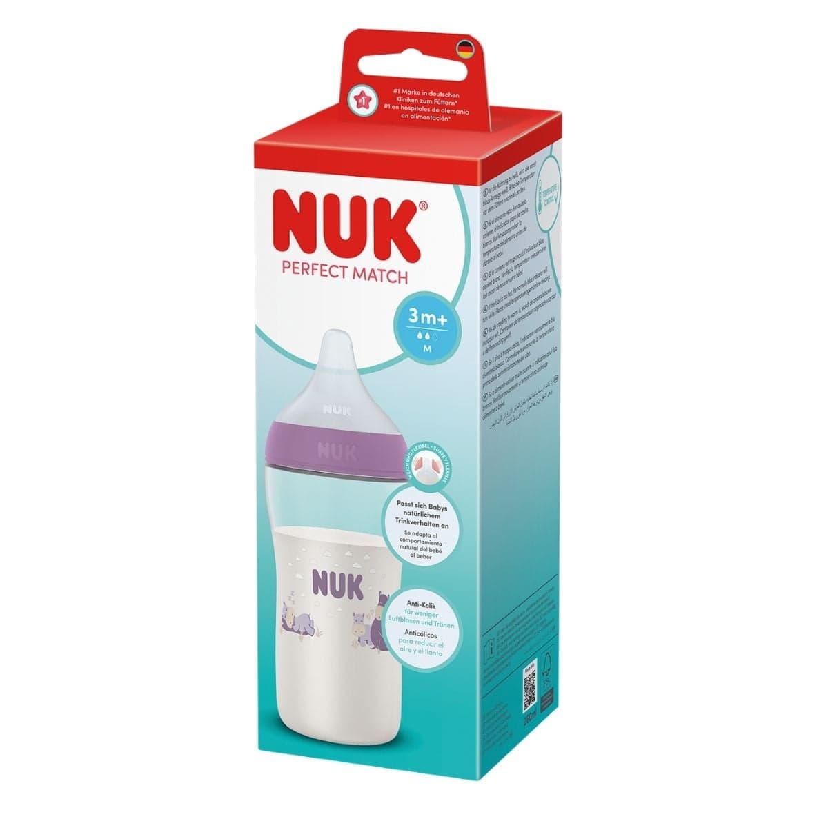 NUK Perfect Match Nappflaska 260 ml Hippo - produktbild 3