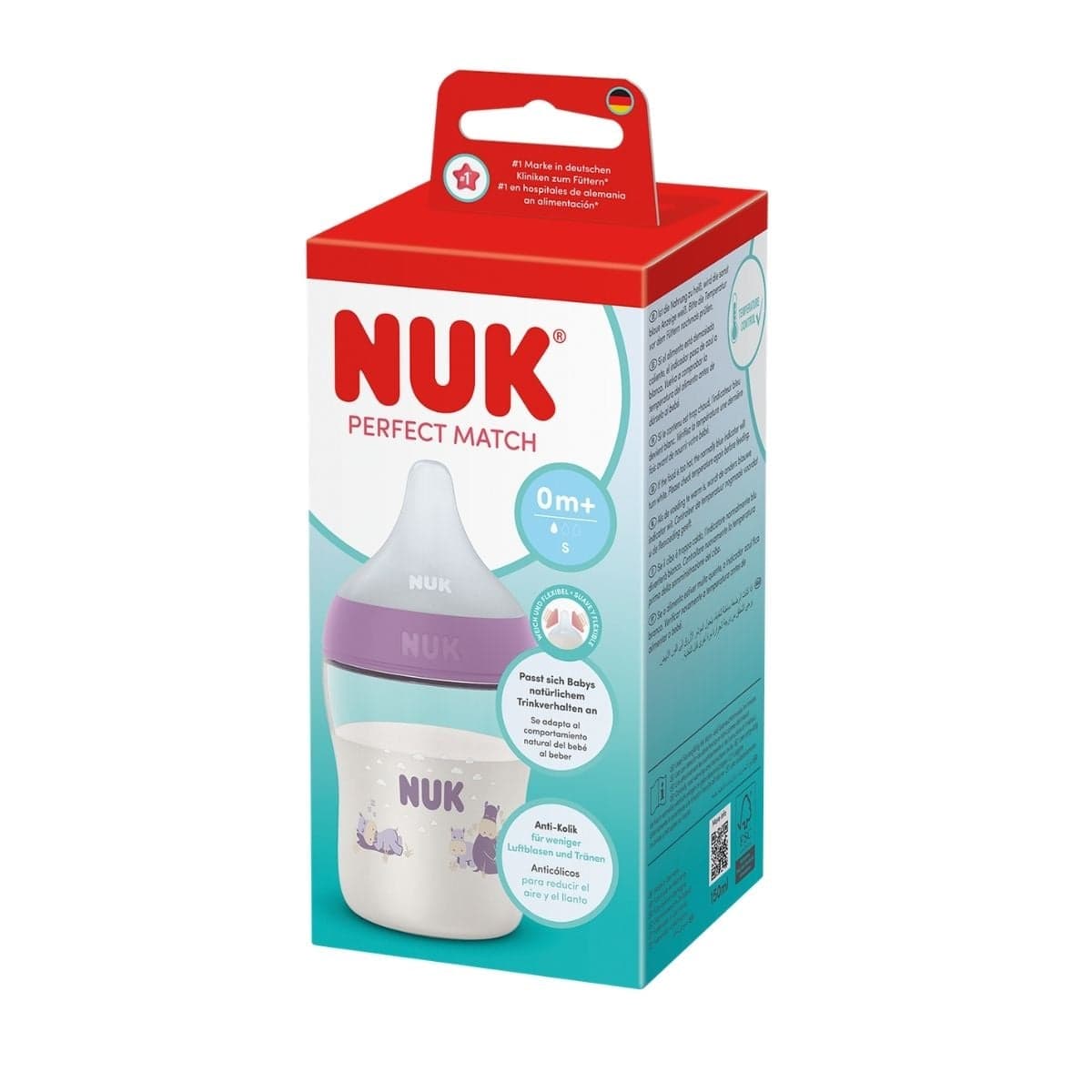 NUK Perfect Match Nappflaska 150 ml Hippo - produktbild 3
