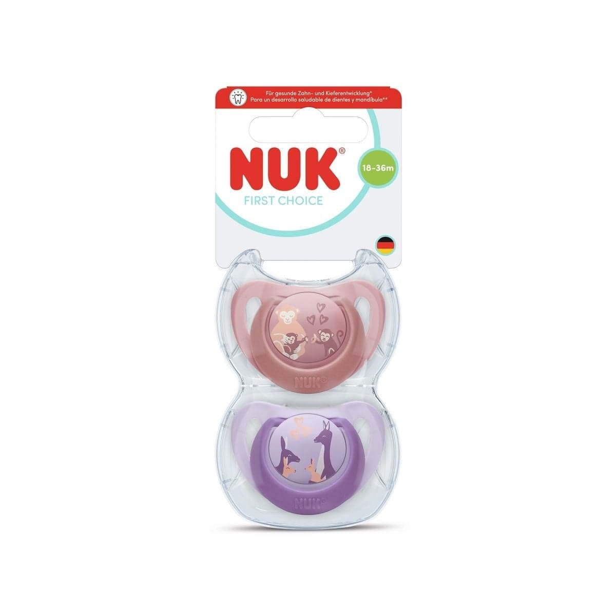 NUK First Choice Silicone 18-36M Monkey/Kangaroo 2-pack - produktbild 2
