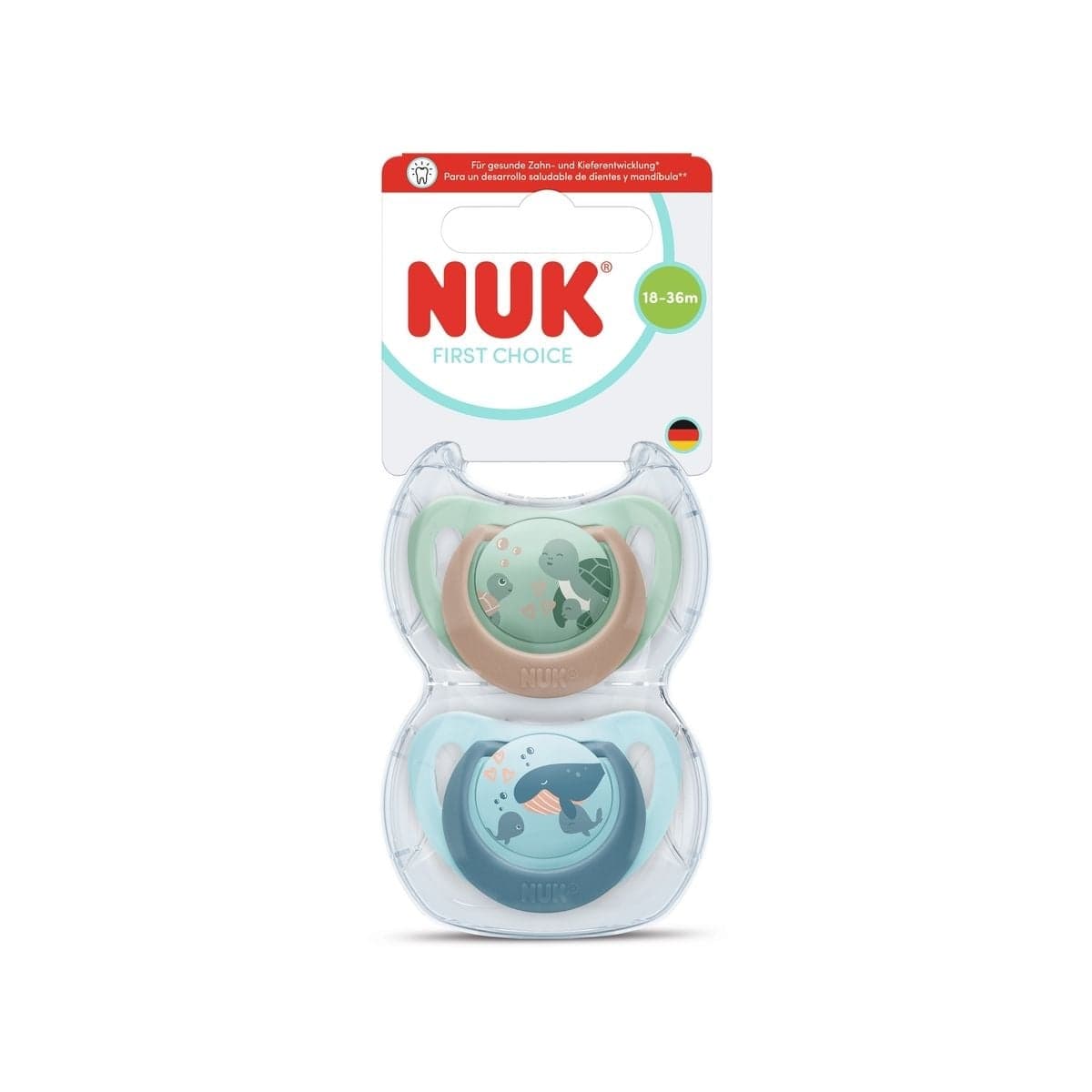 NUK First Choice Silicone 18-36M Turtle/Whale 2-pack - produktbild 2