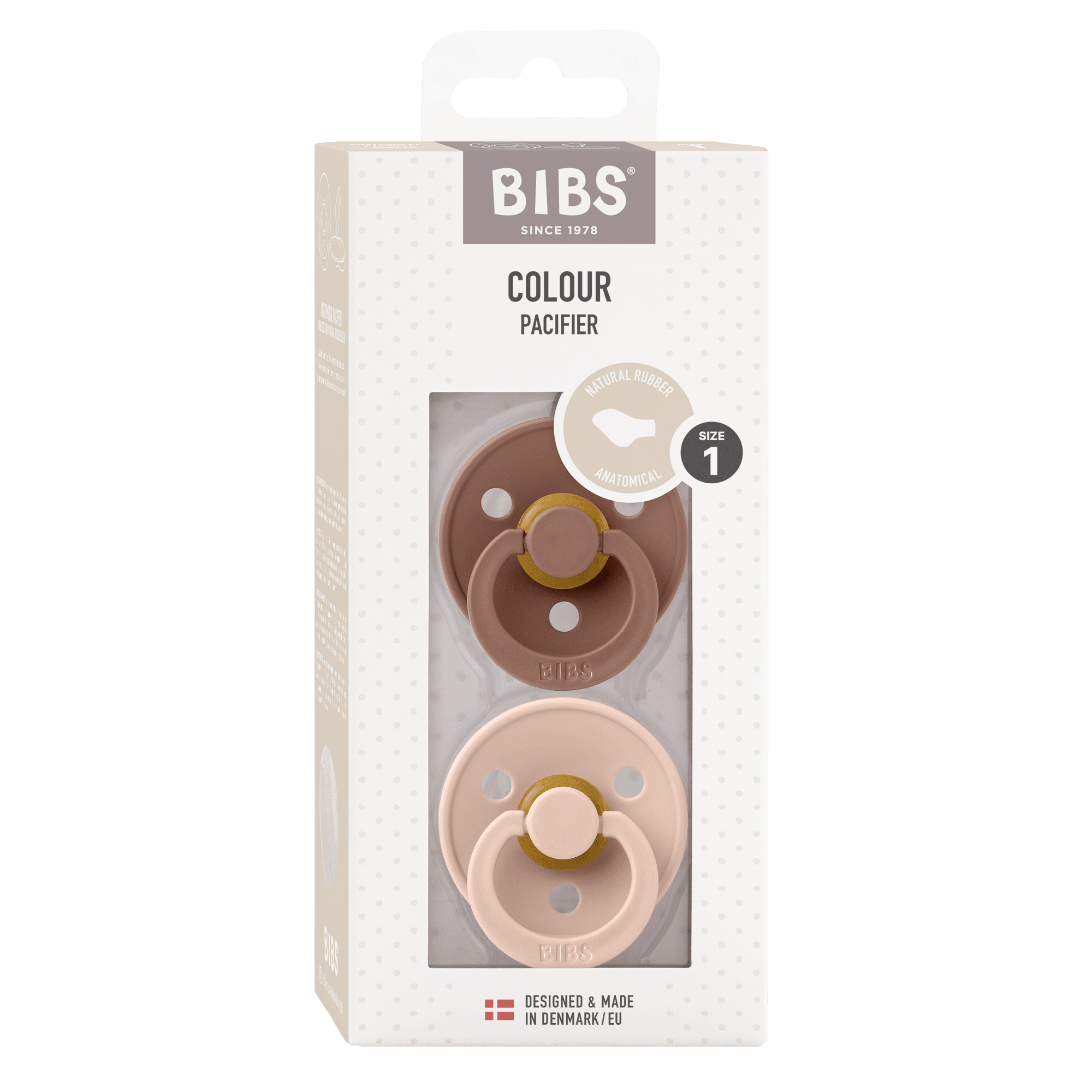 BIBS Colour Latex Anatomical Size 1 Blush/Woodchuck 2-pack - produktbild 2