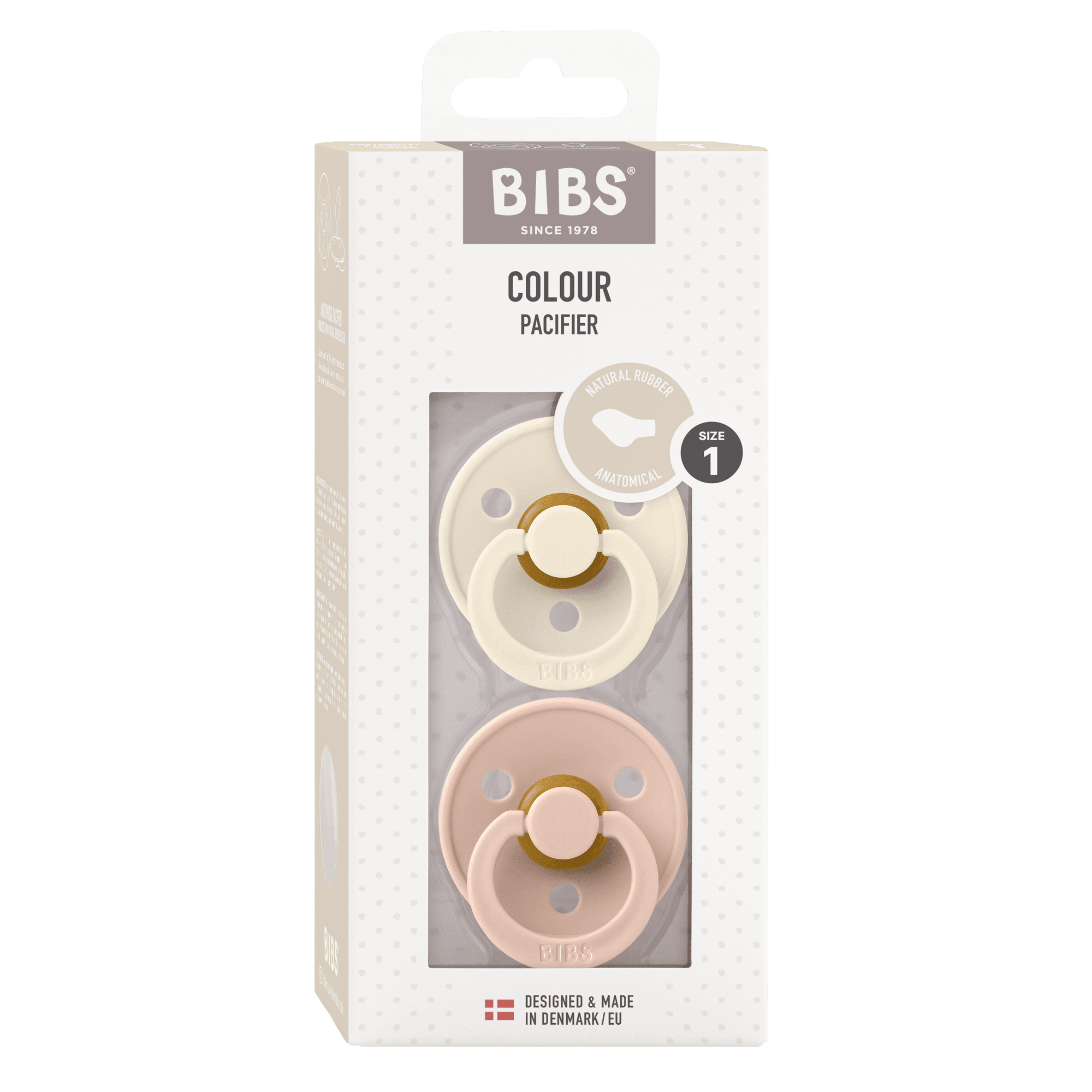 BIBS Colour Latex Anatomical Size 1 Ivory/Blush 2-pack - produktbild 2