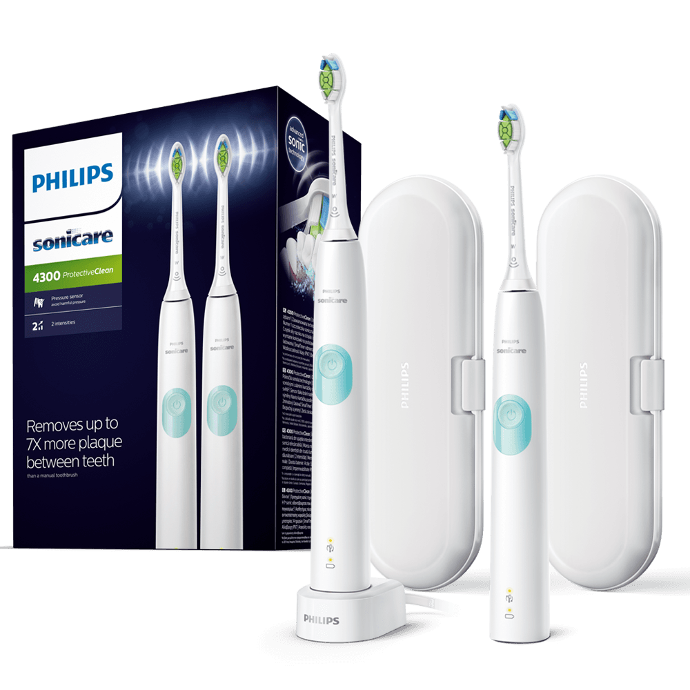 Philips Sonicare 4300 series med resefodral Vit 2-pack
