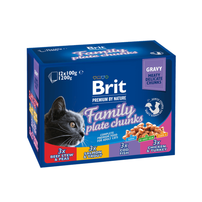 Brit Premium Cat bitar i sås Fisk & Kött 12 x 100 g