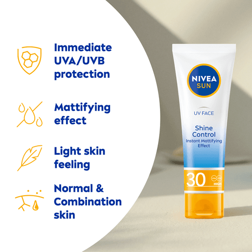 NIVEA SUN Solskydd ansikte UV Face Shine Control Cream SPF30 50 ml - produktbild 4
