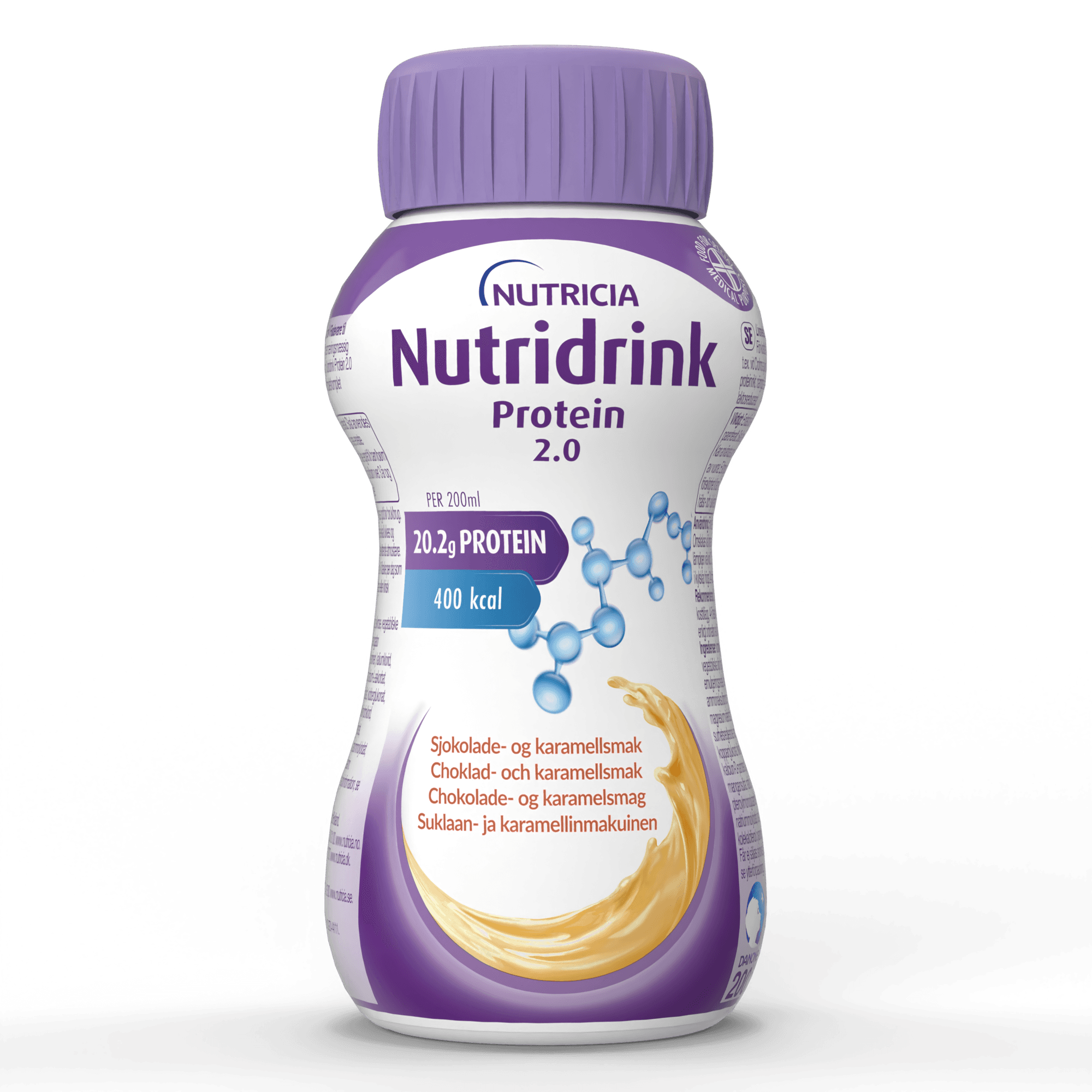 Nutridrink Protein 2.0 Choklad- & Karamellsmak 4 x 200 ml 2