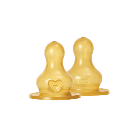 BIBS Baby Bottle Nipple Round Latex Medium Flow 2-pack