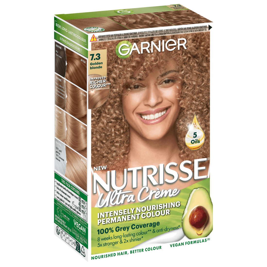 Garnier Nutrisse Ultra Créme Permanent Hårfärg 7.3 Golden Blonde - produktbild 2