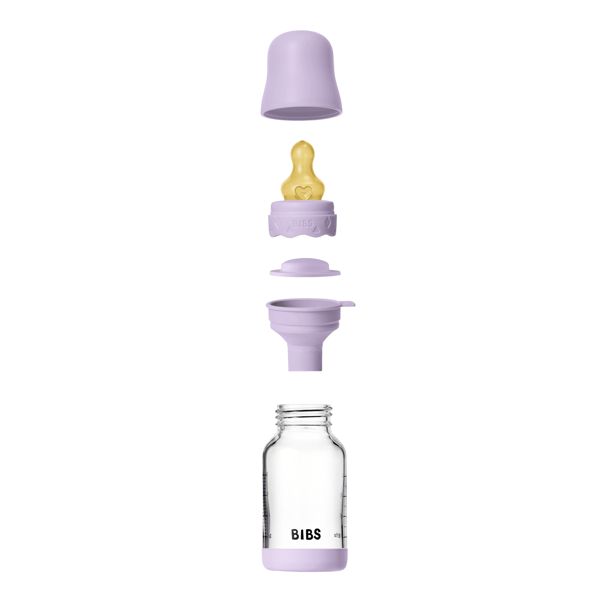 BIBS Glass Boheme Baby Bottle Round Latex Slow Flow Violet Sky 120 ml - produktbild 4
