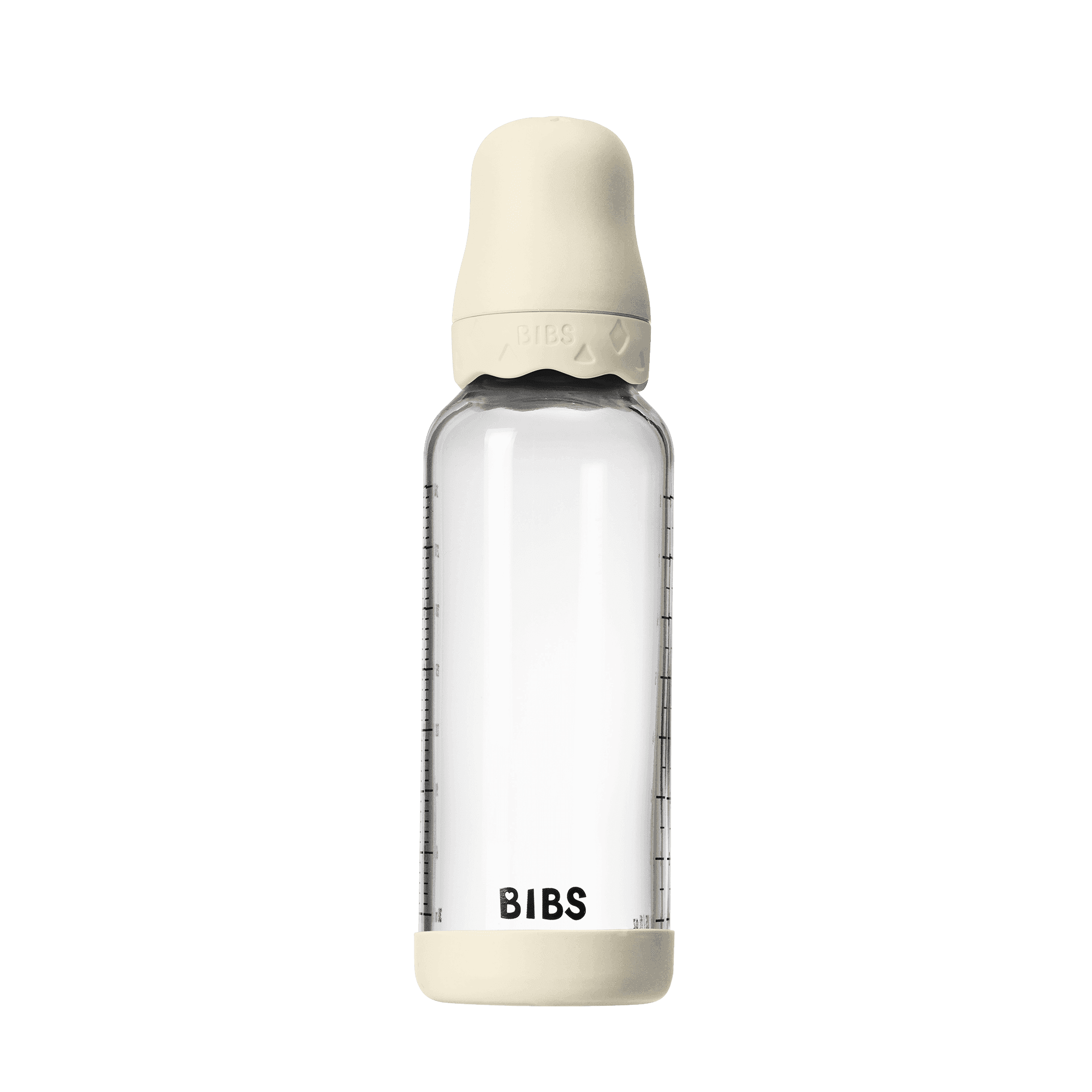 BIBS Glass Boheme Baby Bottle Round Latex Medium Flow Ivory 240 ml - produktbild 2