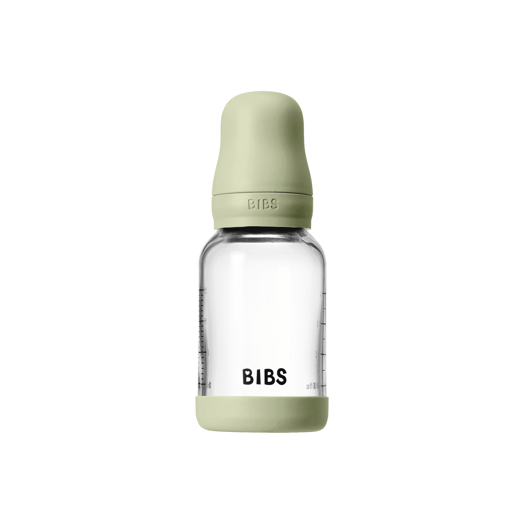 BIBS Glass Baby Bottle Round Latex Slow Flow Sage 120 ml - produktbild 2