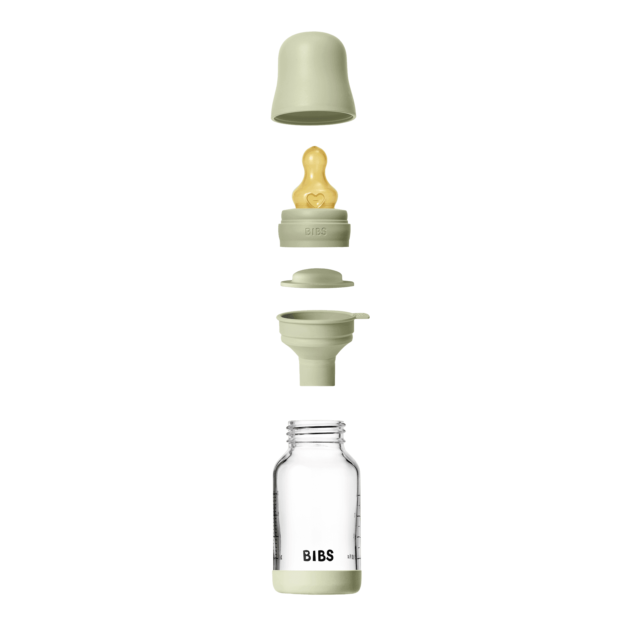 BIBS Glass Baby Bottle Round Latex Slow Flow Sage 120 ml - produktbild 4